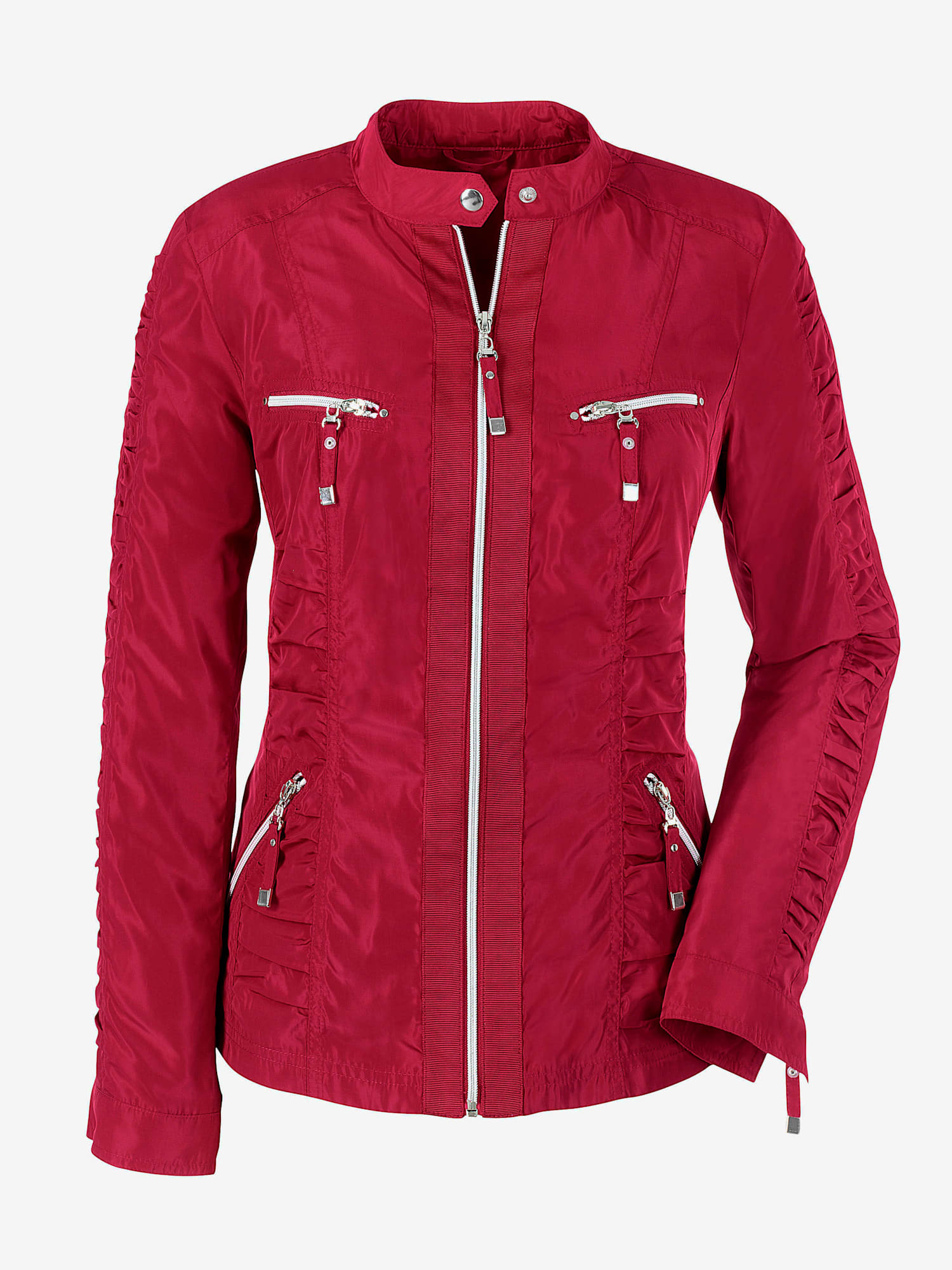 Blazer élégant à col montant, couleur rouge, taille 46, marque Alessa W. - helline