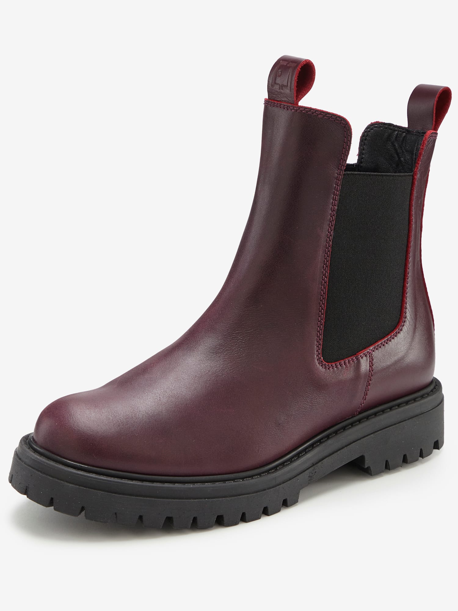 Bottines chelsea tendance en cuir de qualité, très confortables, rouge foncé uni, taille 39, Elbsand - helline