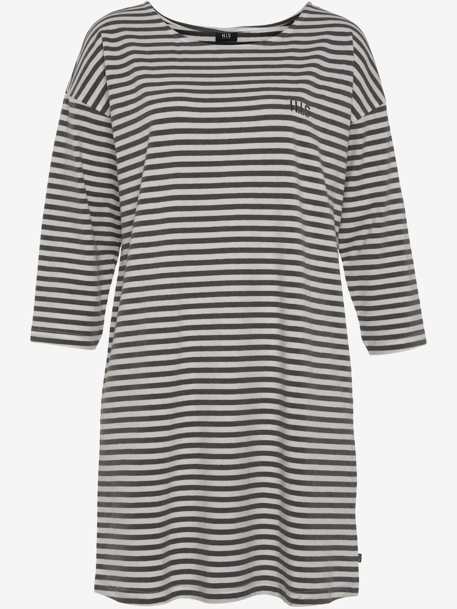 Chemise de nuit courte à rayures en fils teintés, couleur gris, taille 46/48, marque H.I.S - helline