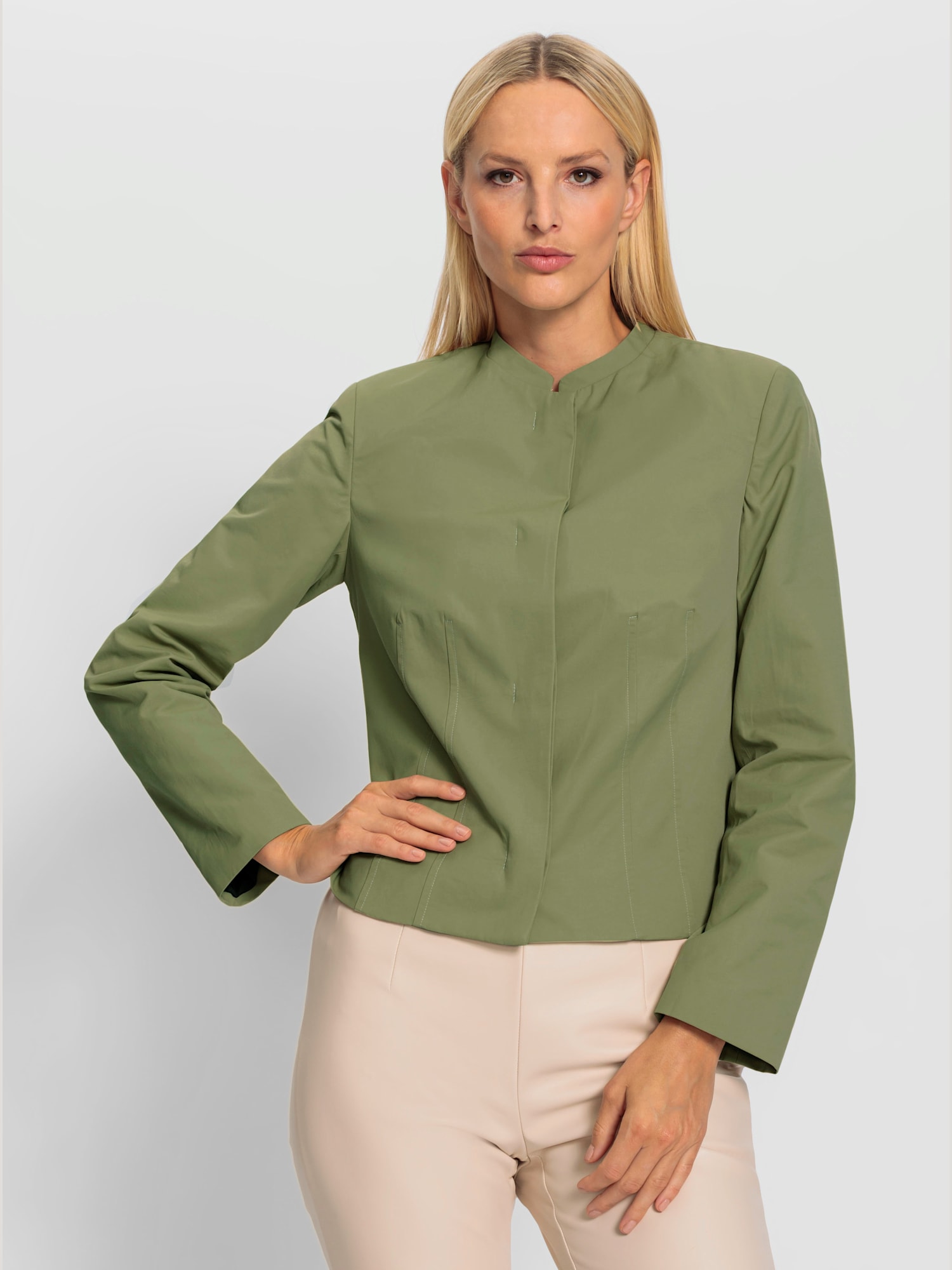 Veste blazer patte de boutonnage invisible, couleur vert, taille 38, marque Rick Cardona - helline