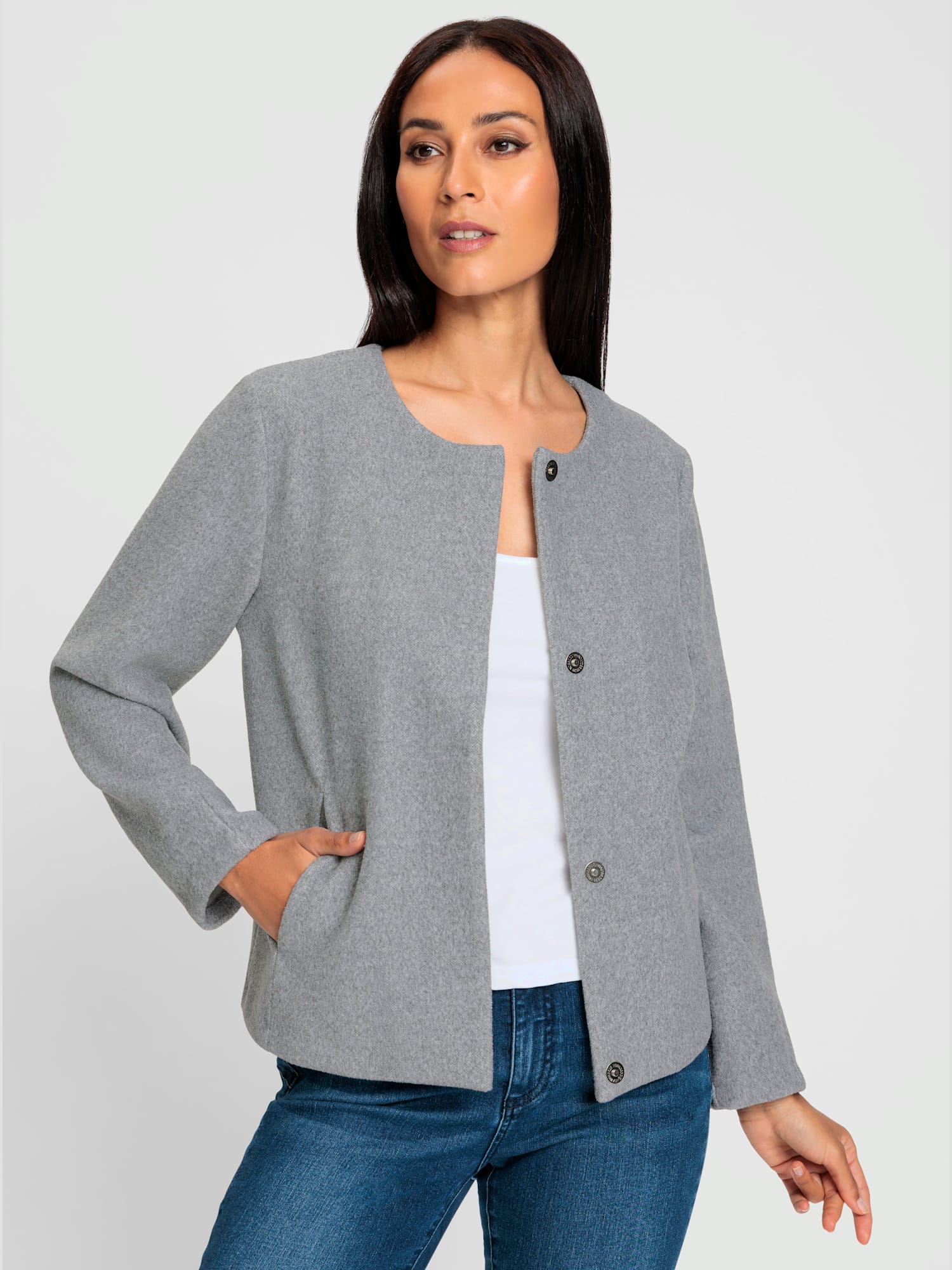 Veste blazer qualité ultra-douce, couleur gris, taille 46, marque Rick Cardona - helline