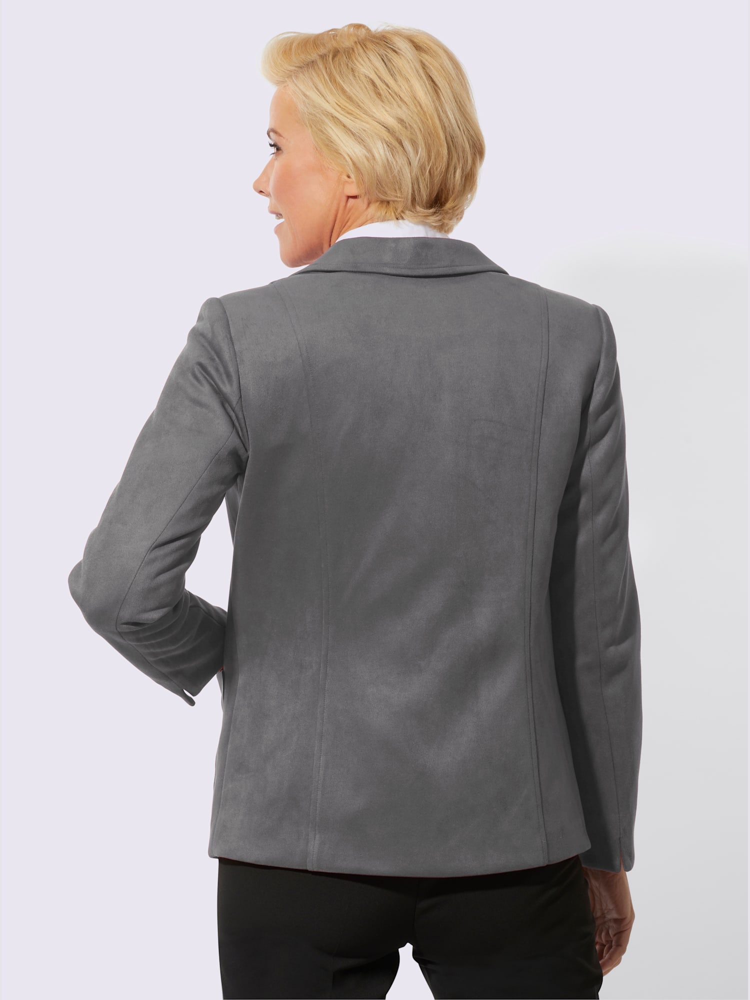 Blazer en synthétique toucher velouté, couleur gris, taille 56 - Witt