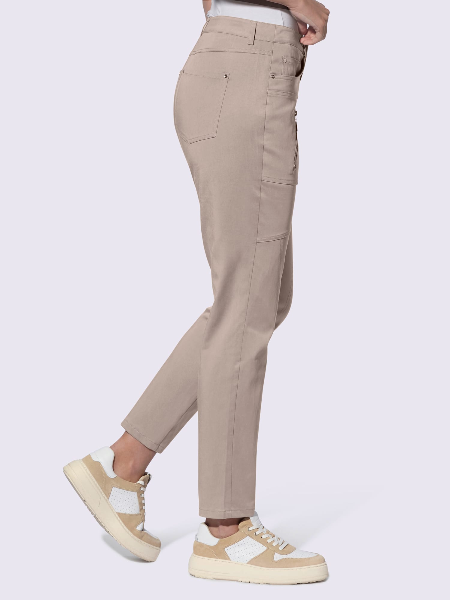 Pantalon 5 poches qualité ultra-douce, couleur marron, taille 42, marque Rick Cardona - helline