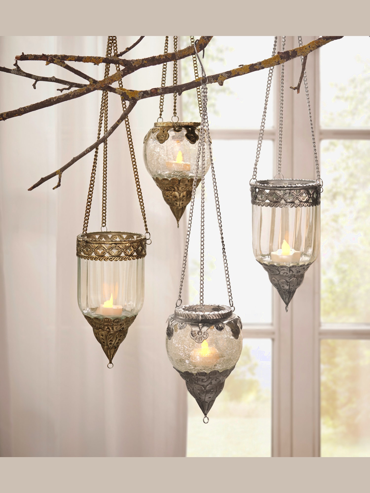 Panier suspendu pendentif en verre, couleur couleur or, taille 19 cm + Ø10,5 cm, marque helline home - helline