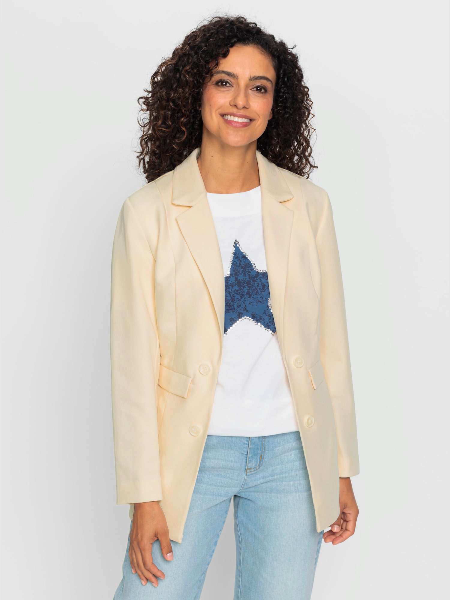 Blazer tendance : pas de fermeture, couleur couleur ivoire, taille 40 - Witt