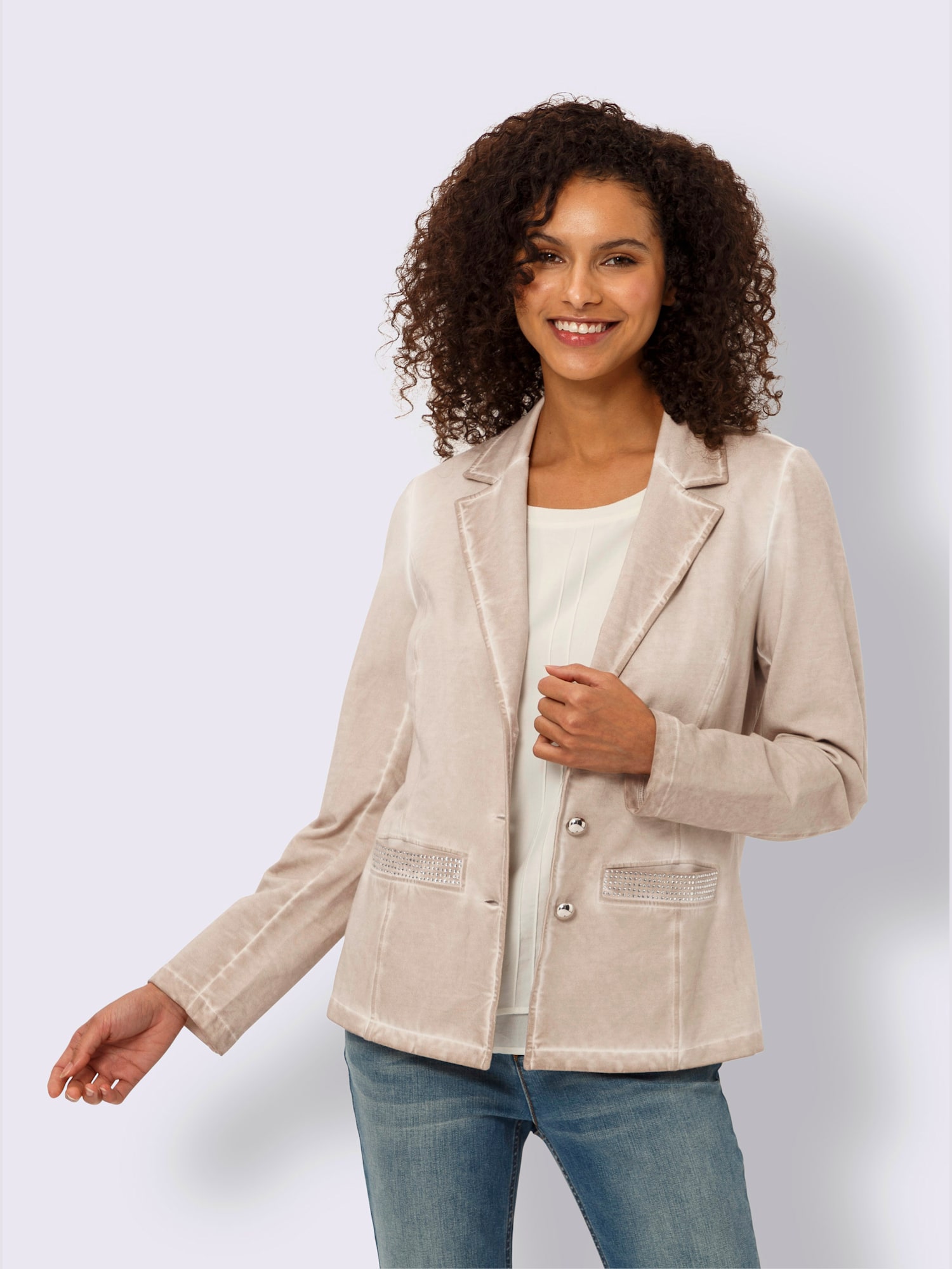 Blazer sweat délavage « oil dyed » tendance, couleur marron, taille 38, marque Linea Tesini - helline