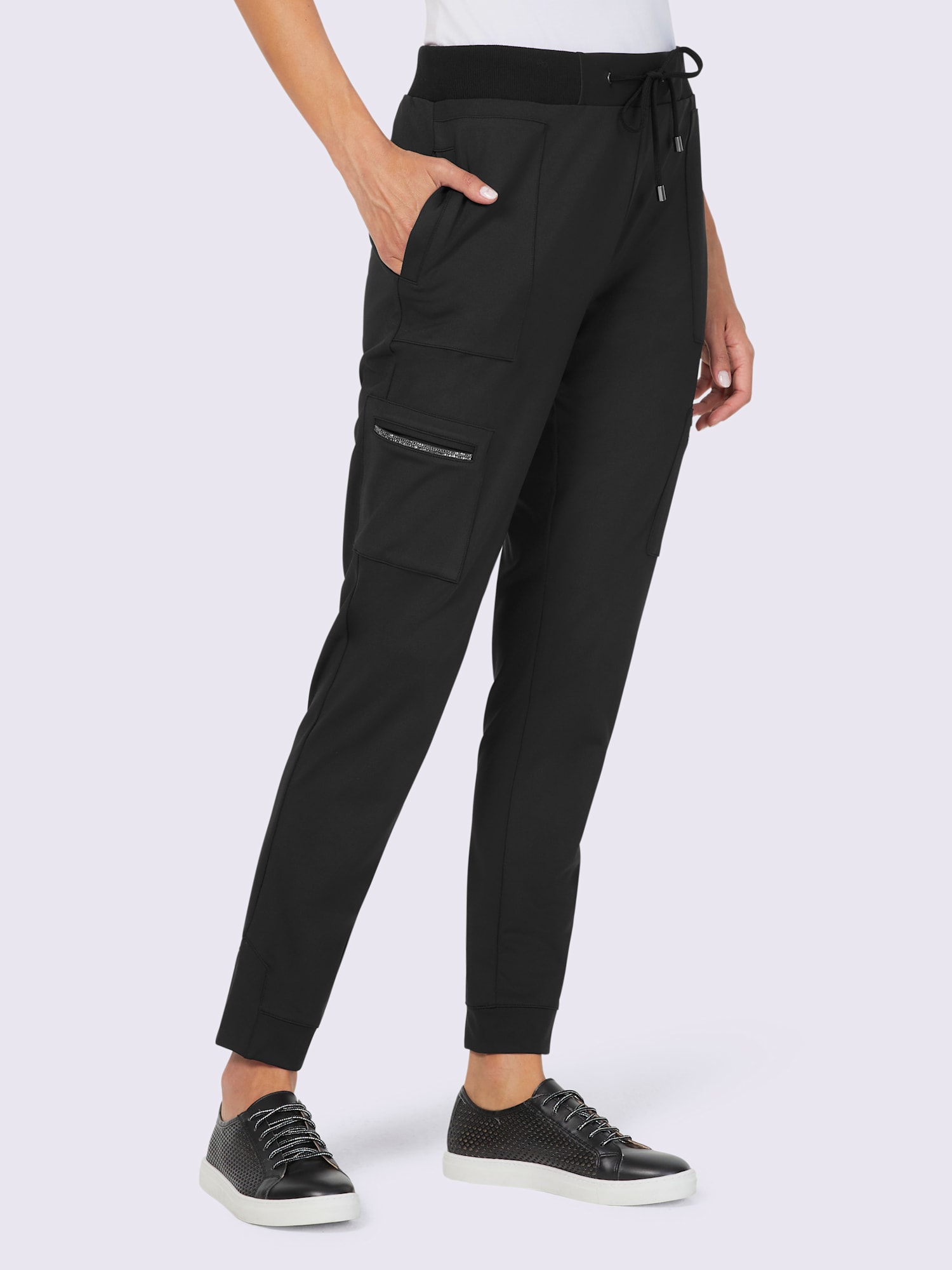 Pantalon en jersey style jogging tendance, couleur noir, taille 36, marque Rick Cardona - helline