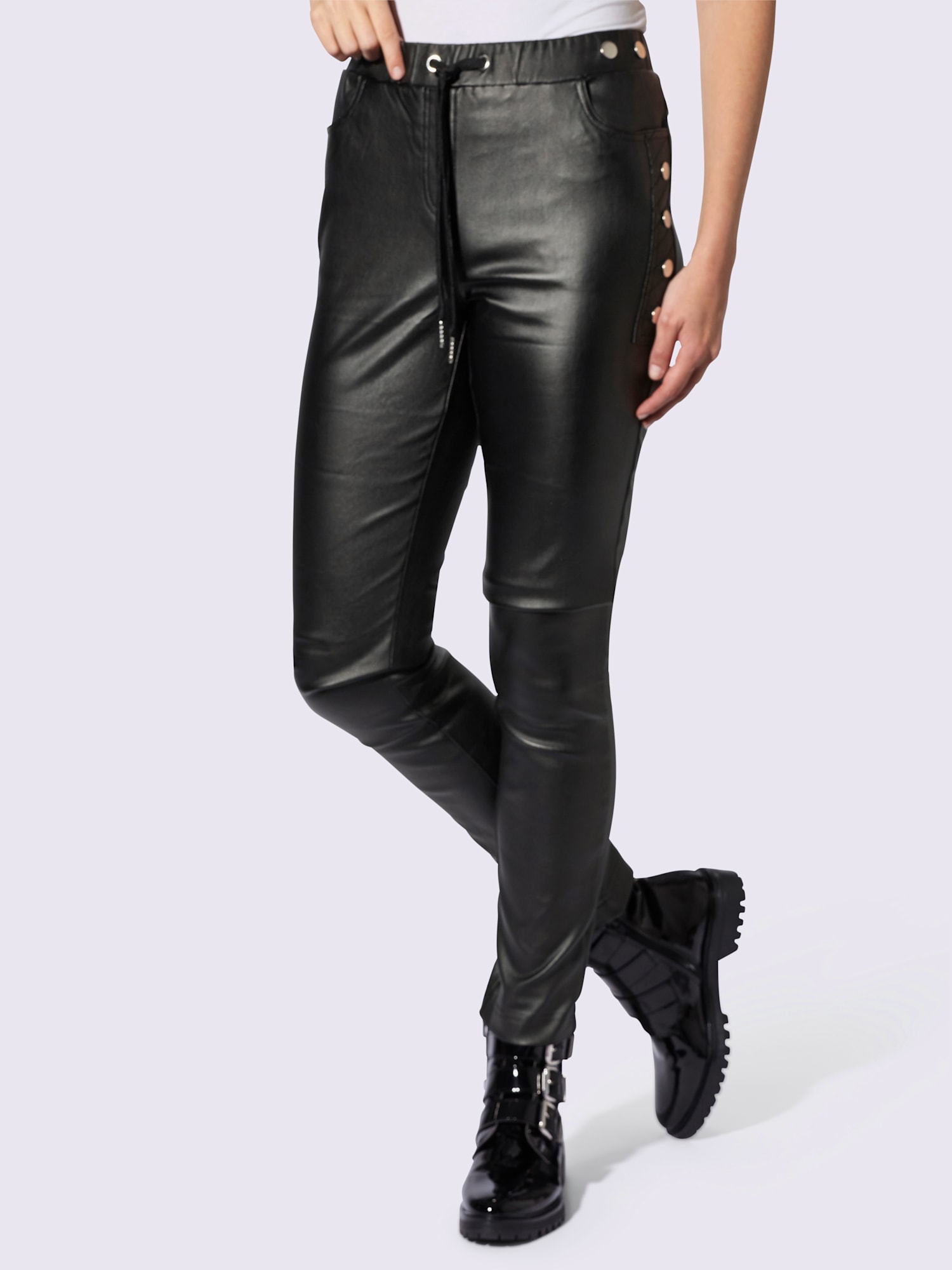 Pantalon jogpant revêtement mat et brillant, couleur noir, taille 52, marque Rick Cardona - helline