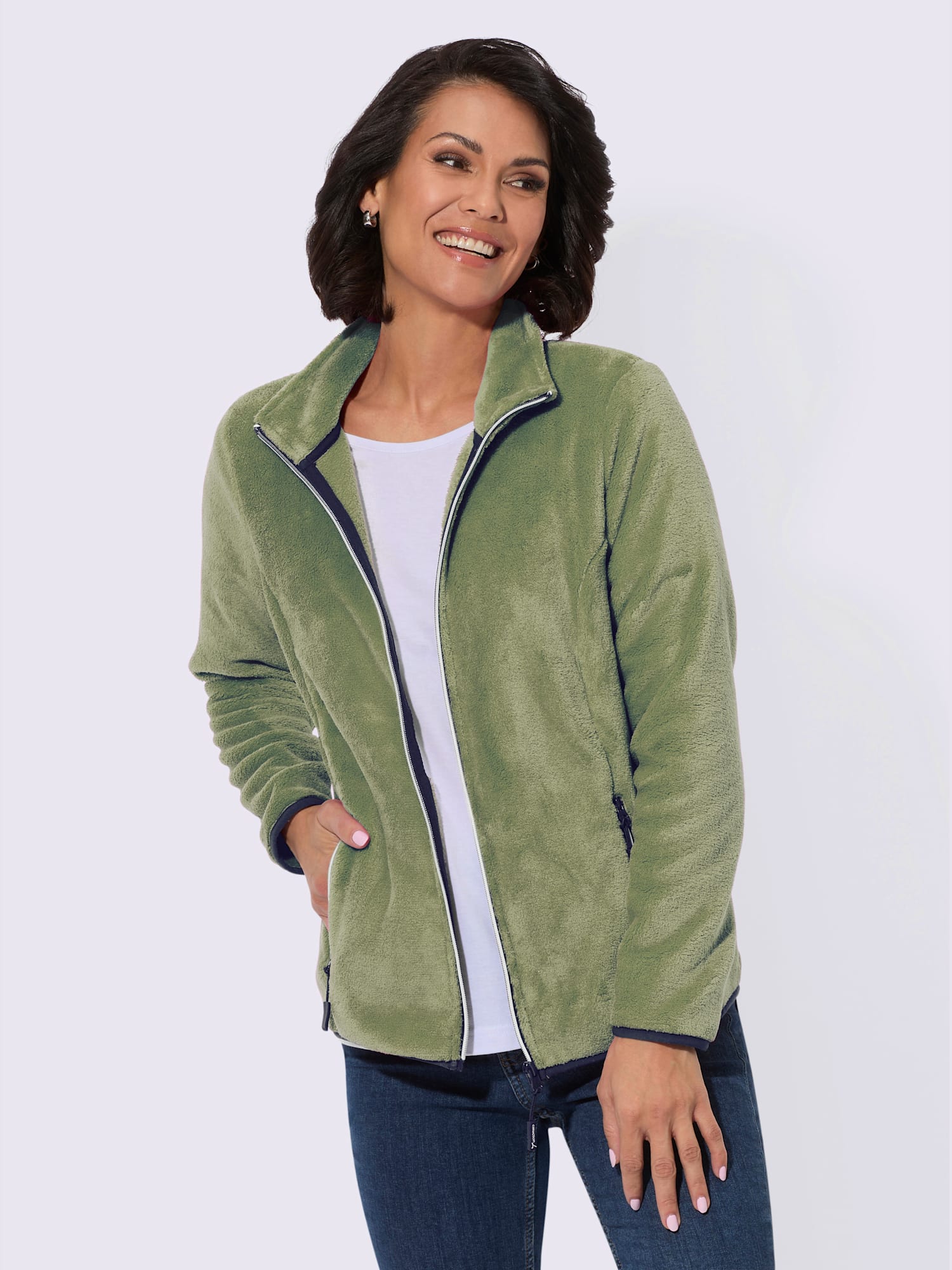 Veste polaire qualité ultra-douce, couleur vert, taille 38, marque Collection L - helline