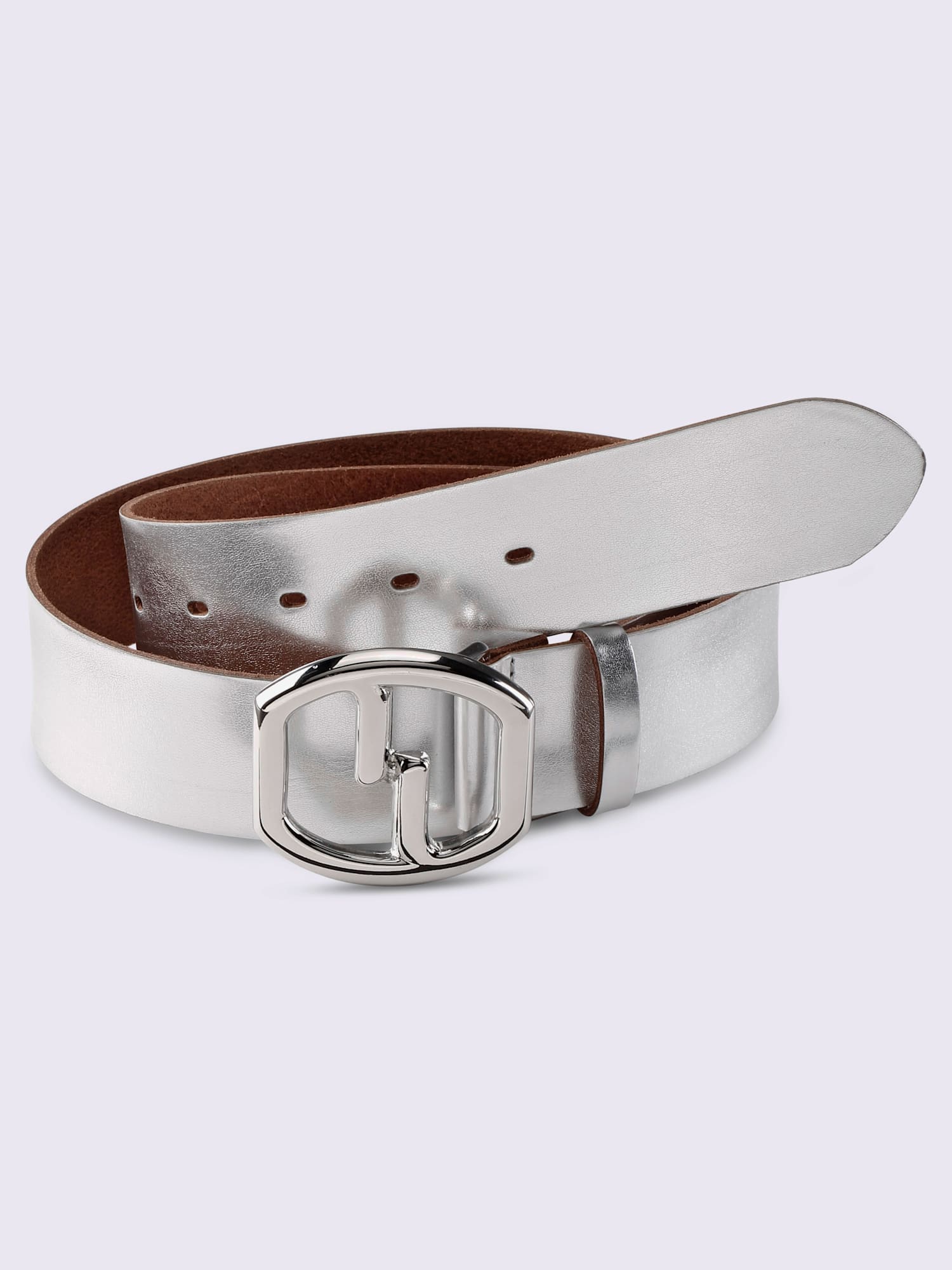 Ceinture boucle décorative, couleur : couleur argent, taille 95, 90% cuir de vache;10% métal - helline