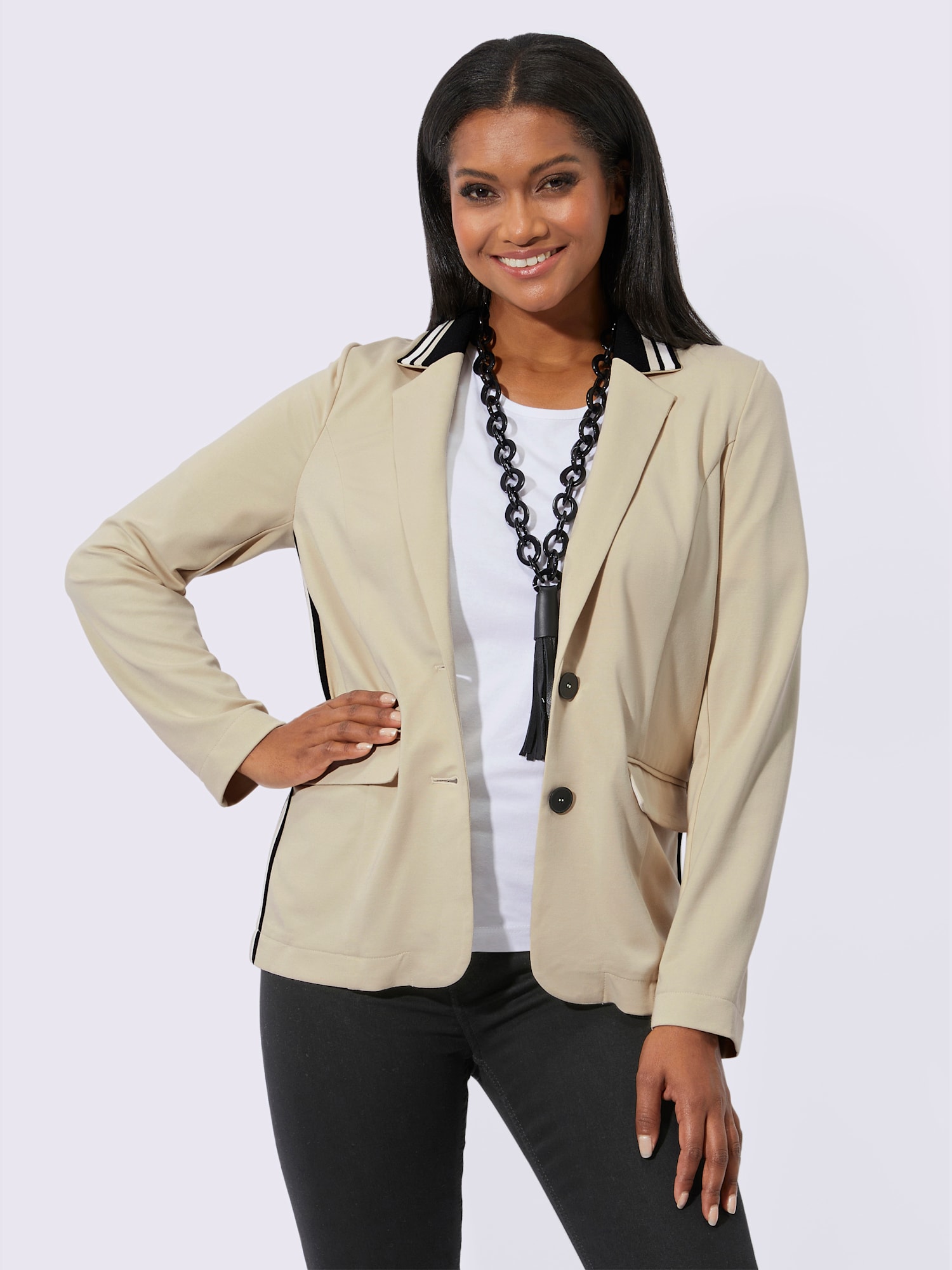 Blazer en jersey 70% viscose, couleur marron, taille 50 - Witt