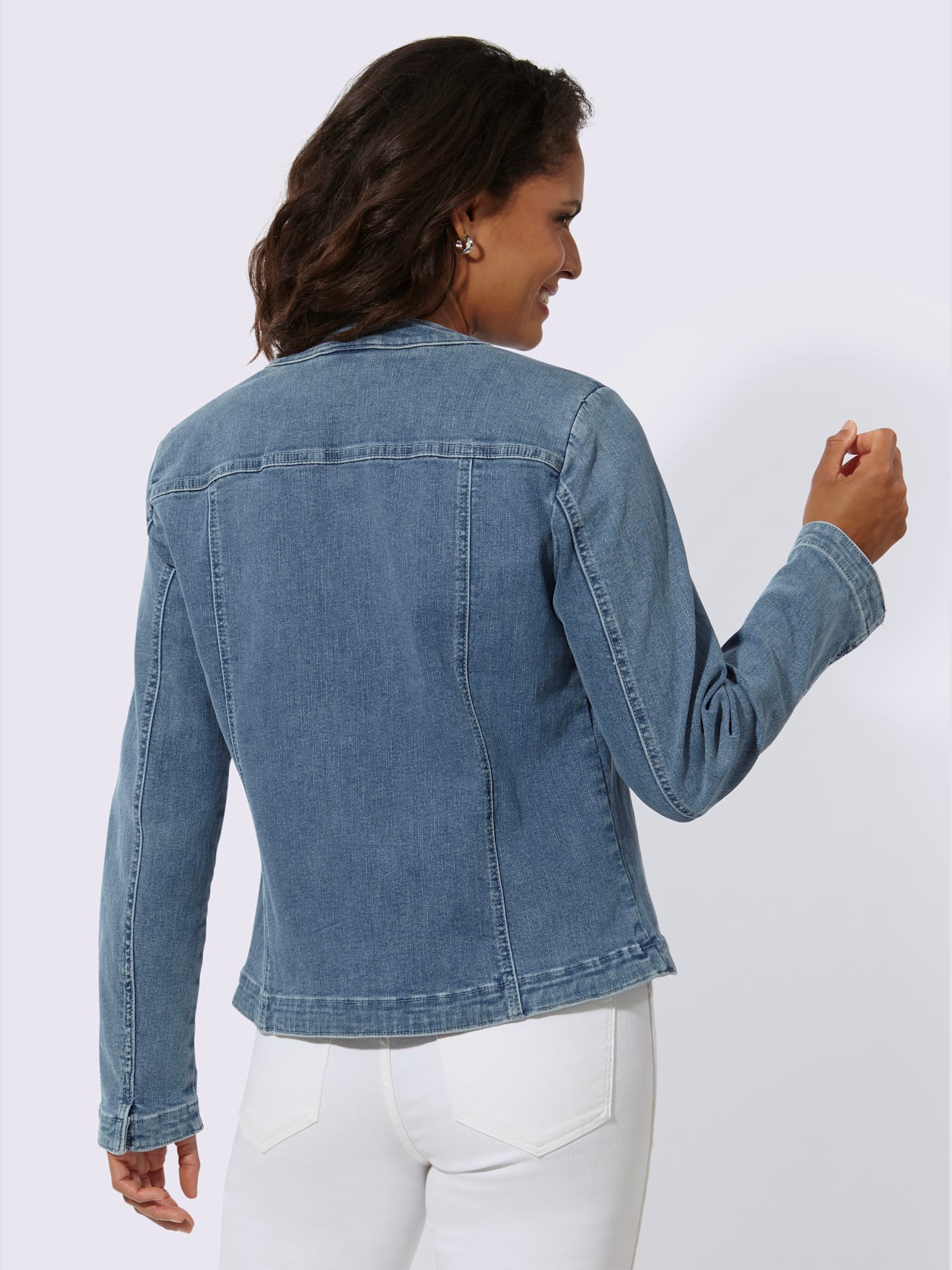 Blazer en jean 96% coton, couleur bleu, taille 42, marque Collection L - helline
