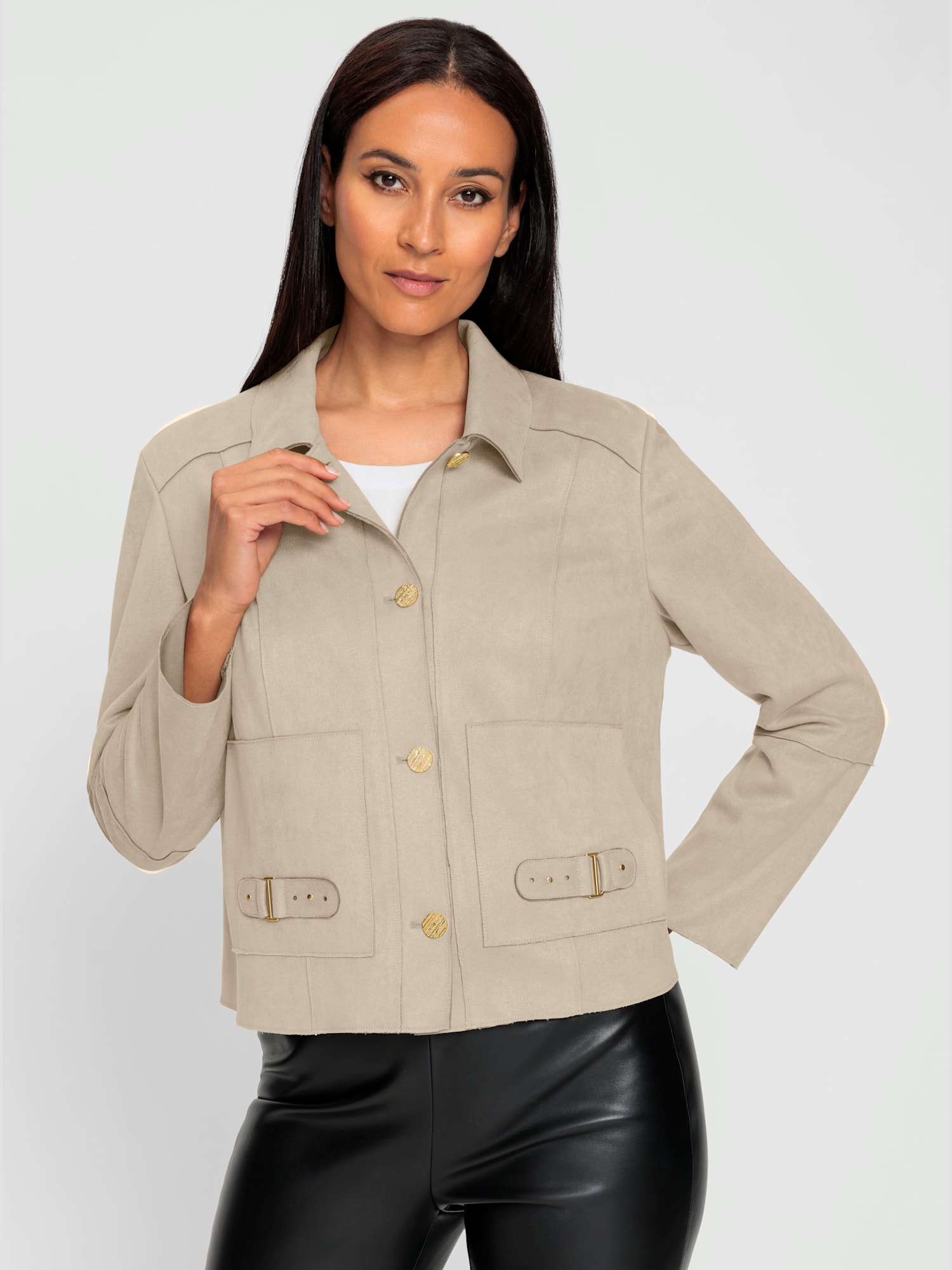 Veste en synthétique bords ouverts modernes, couleur vert, taille 50, marque Rick Cardona - helline