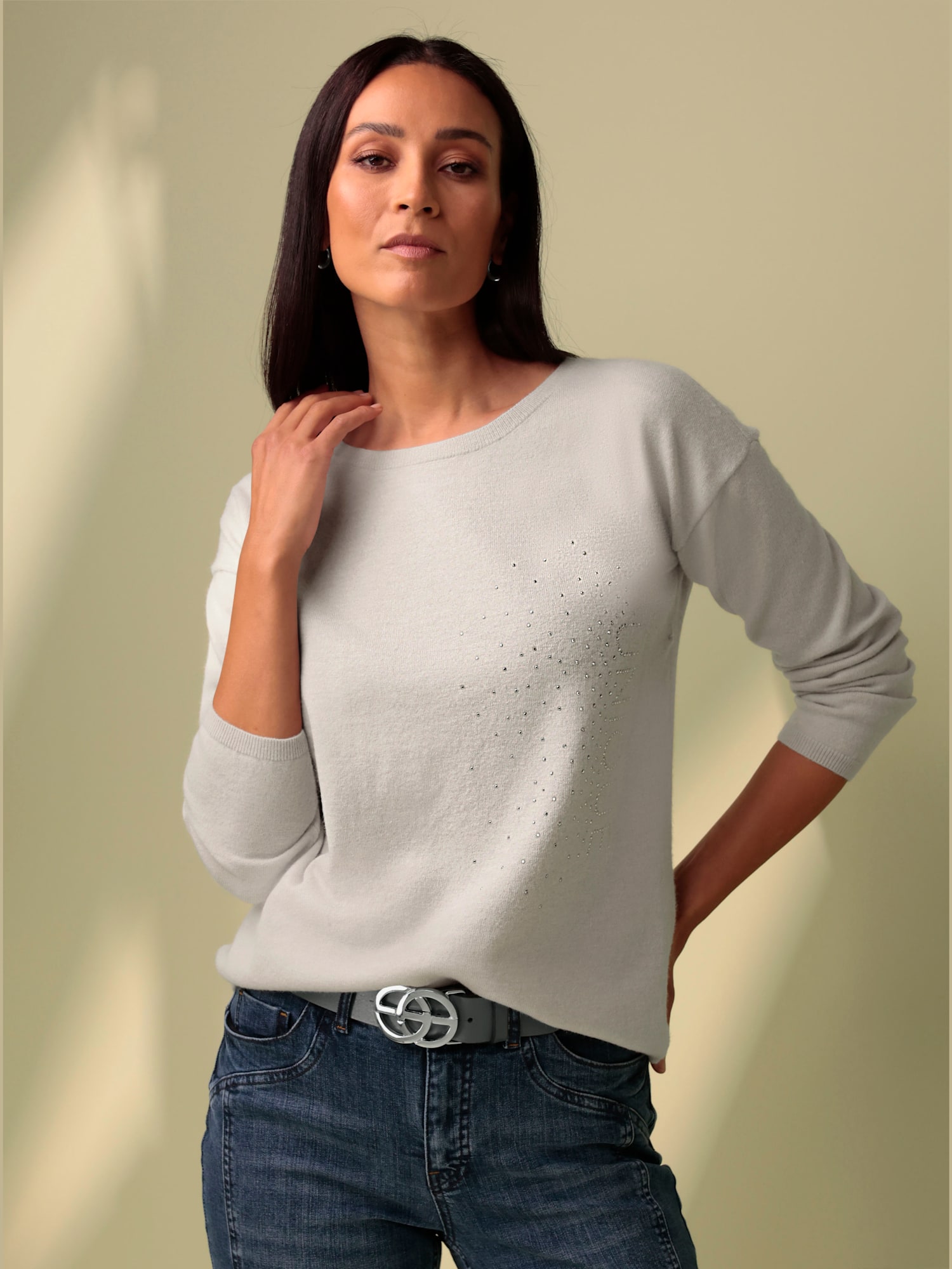 Ceinture boucle décorative, couleur gris, taille 115 - helline