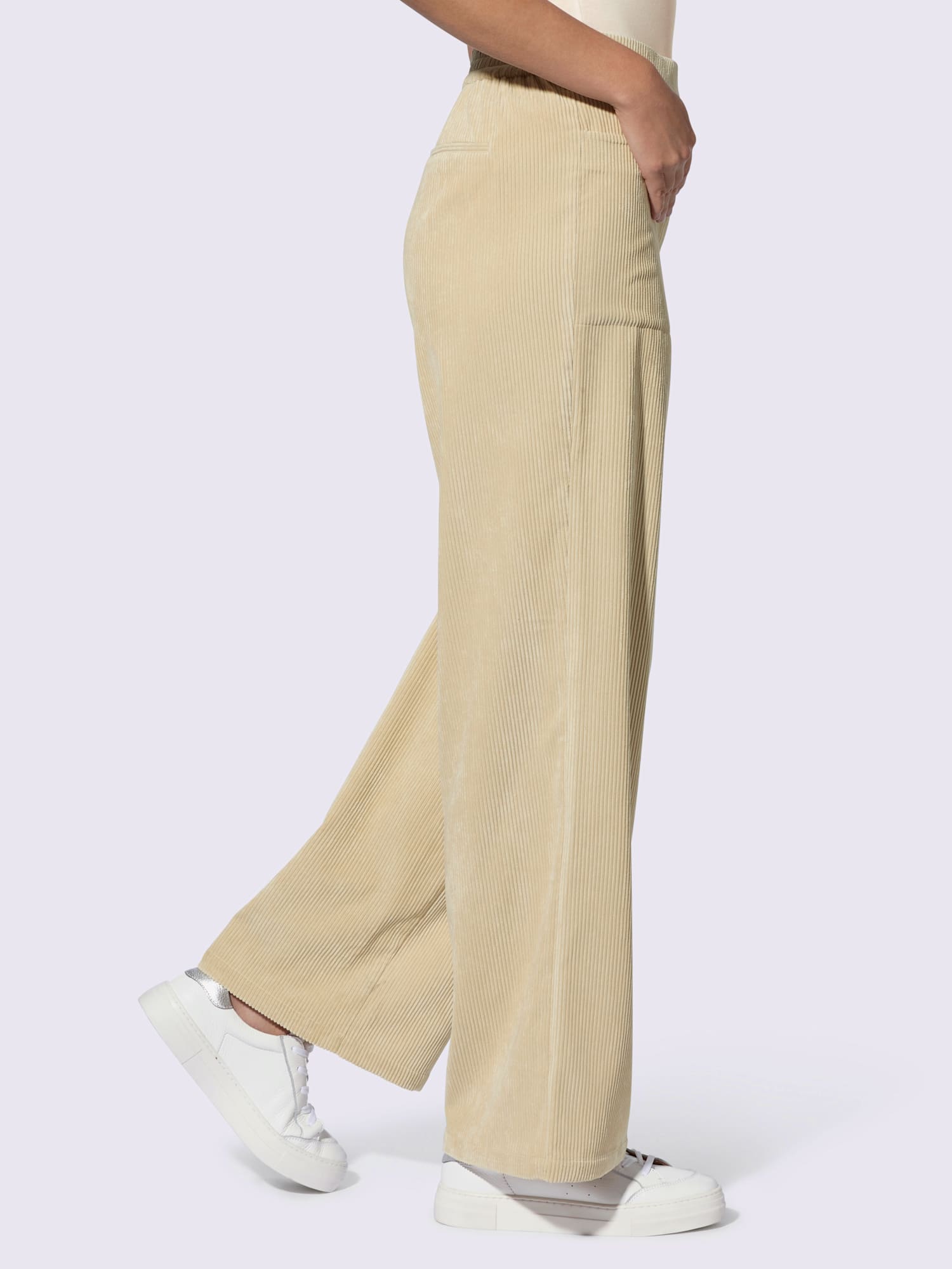 Pantalon velours ceinture élastique pour plus de confort, couleur marron, taille 48, marque Rick Cardona - helline