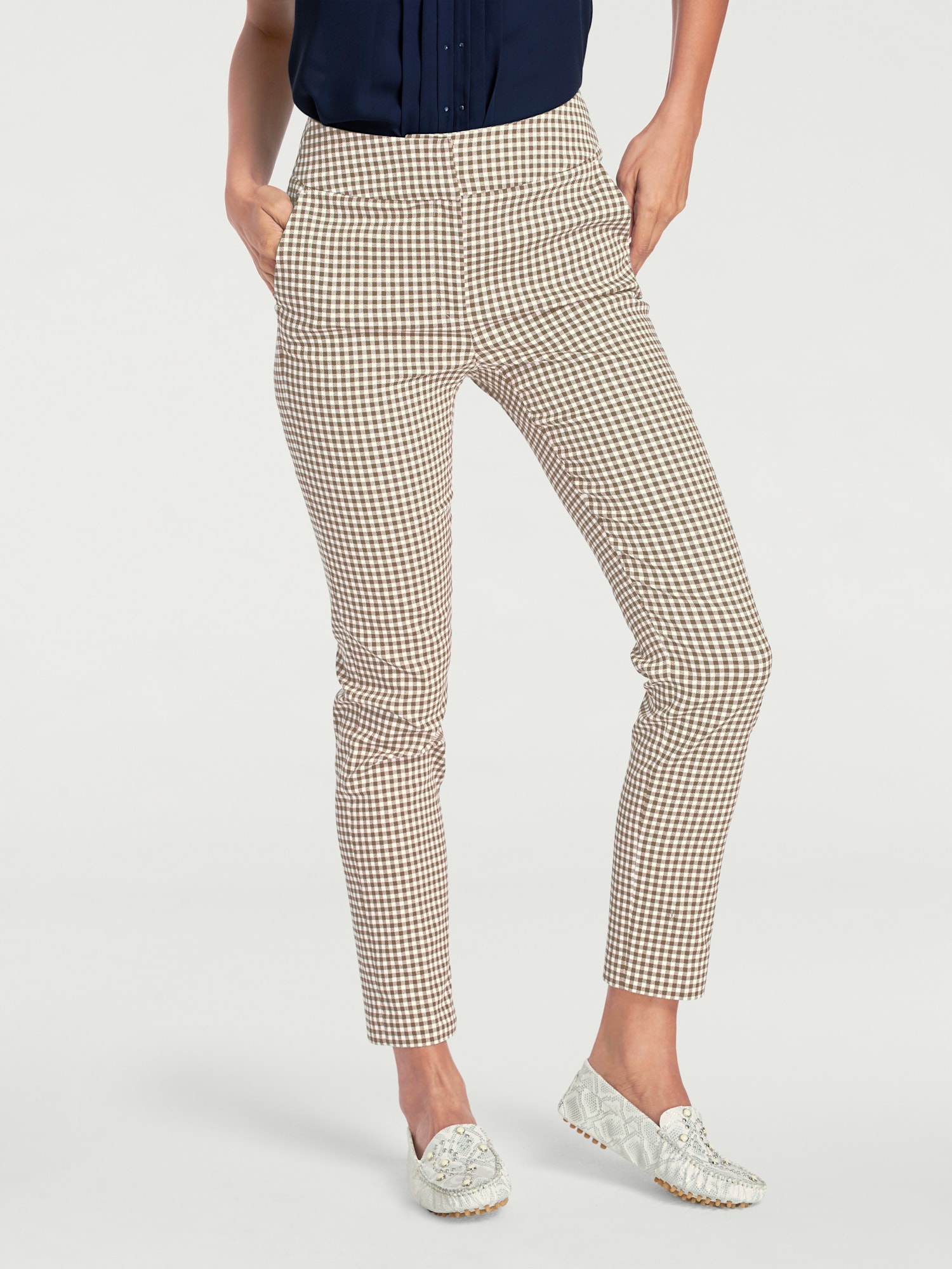 Pantalon skinny coupe skinny, couleur marron, taille 40, marque Linea Tesini - helline