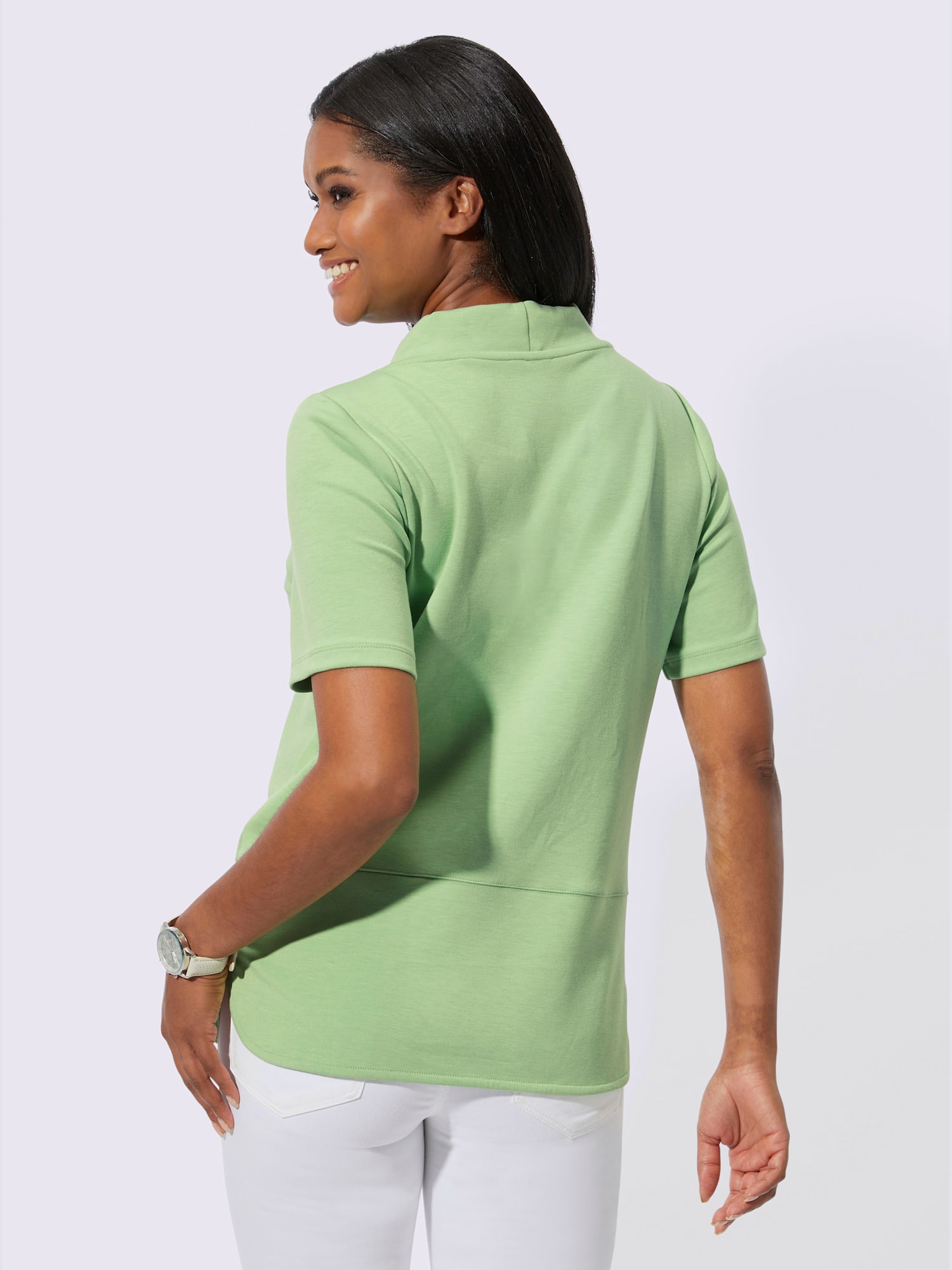 T-shirt à manches courtes 50% modal, couleur vert, taille 38 - helline