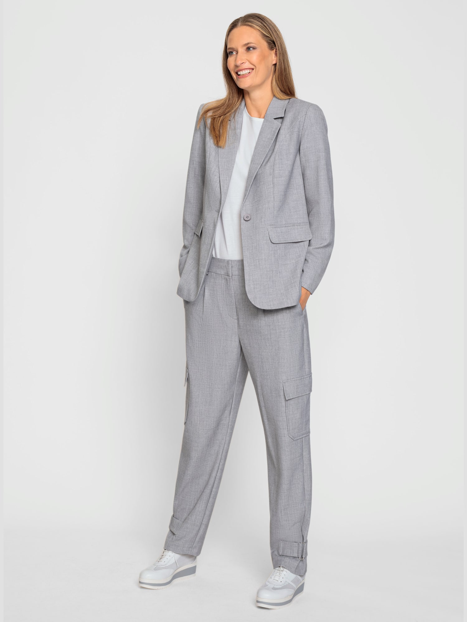 Tailleur pantalon tendance, couleur gris, taille 38, marque Rick Cardona - helline