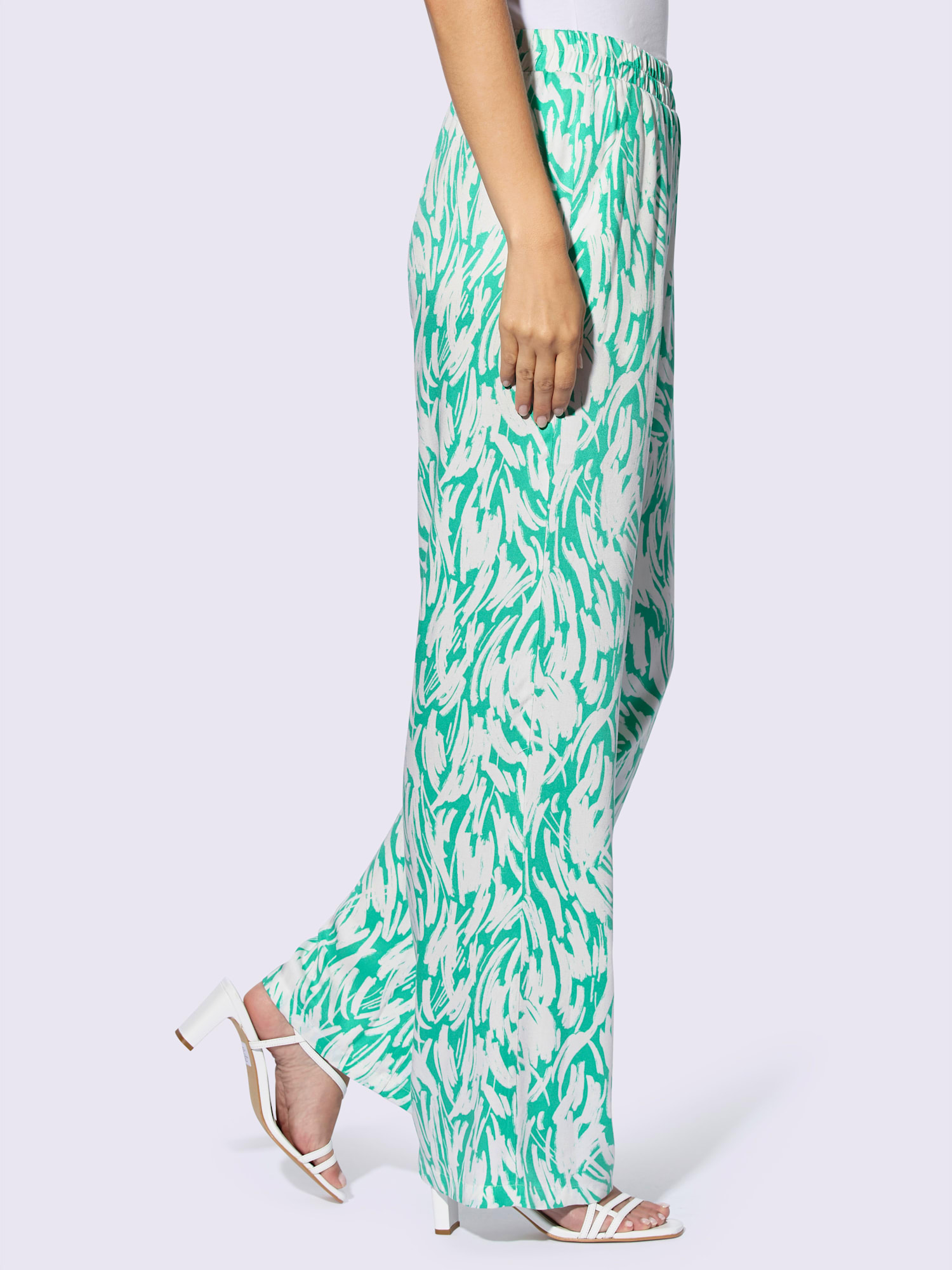 Pantalon imprimé pure viscose, couleur bleu, taille 44, marque Rick Cardona - helline