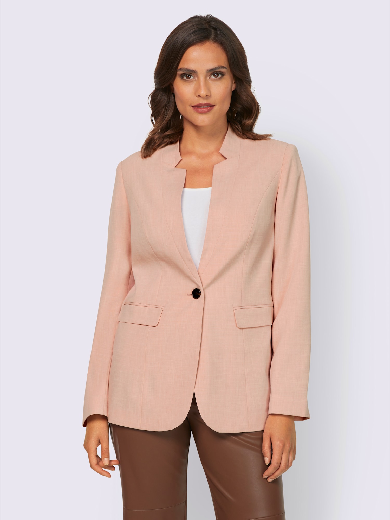 Blazer col élégant, couleur rose, taille 36, marque Ashley Brooke - helline