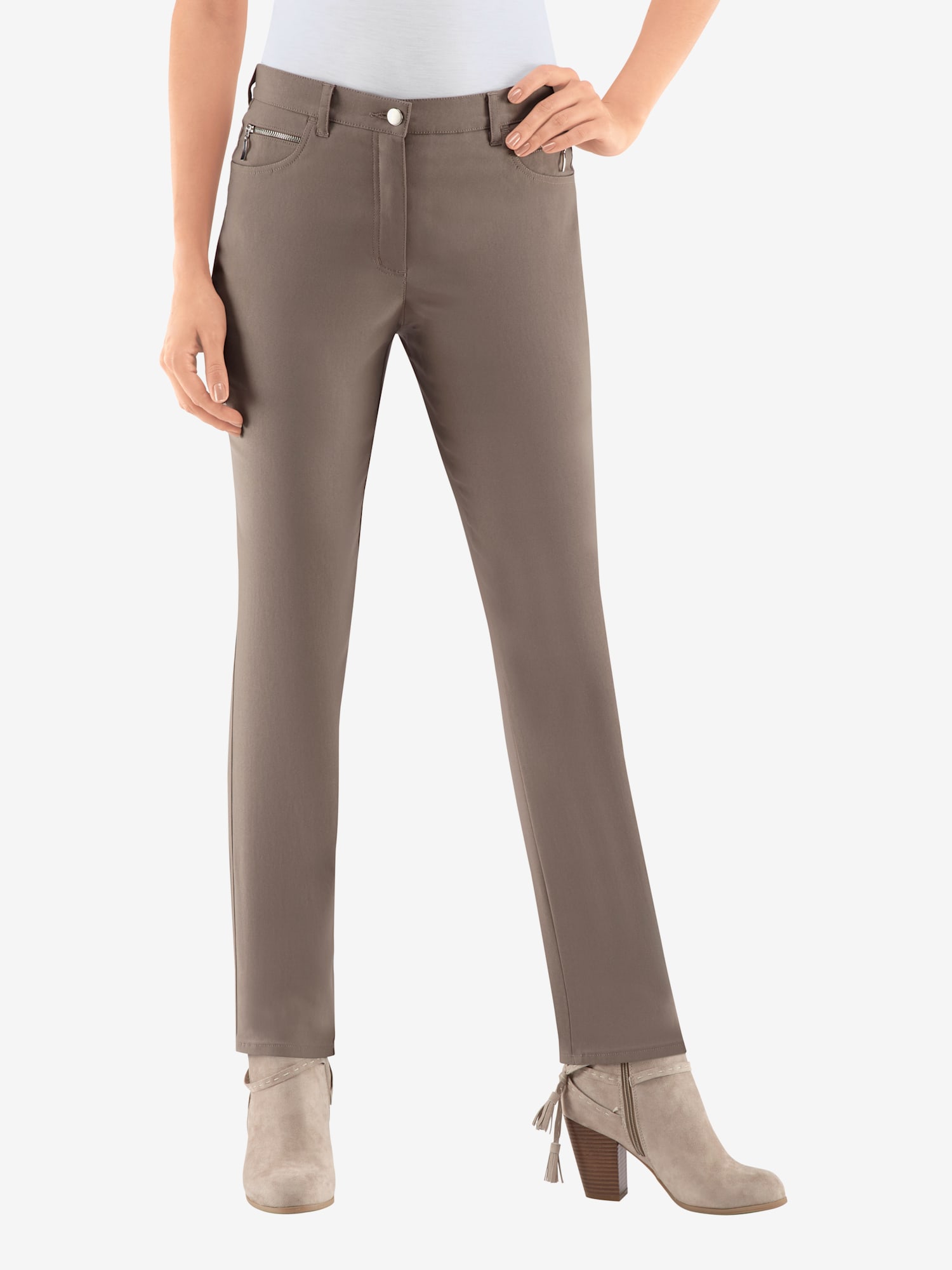 Pantalon d'hiver femme coupe indémodable, couleur marron, taille 44, marque Stehmann Comfort line - helline