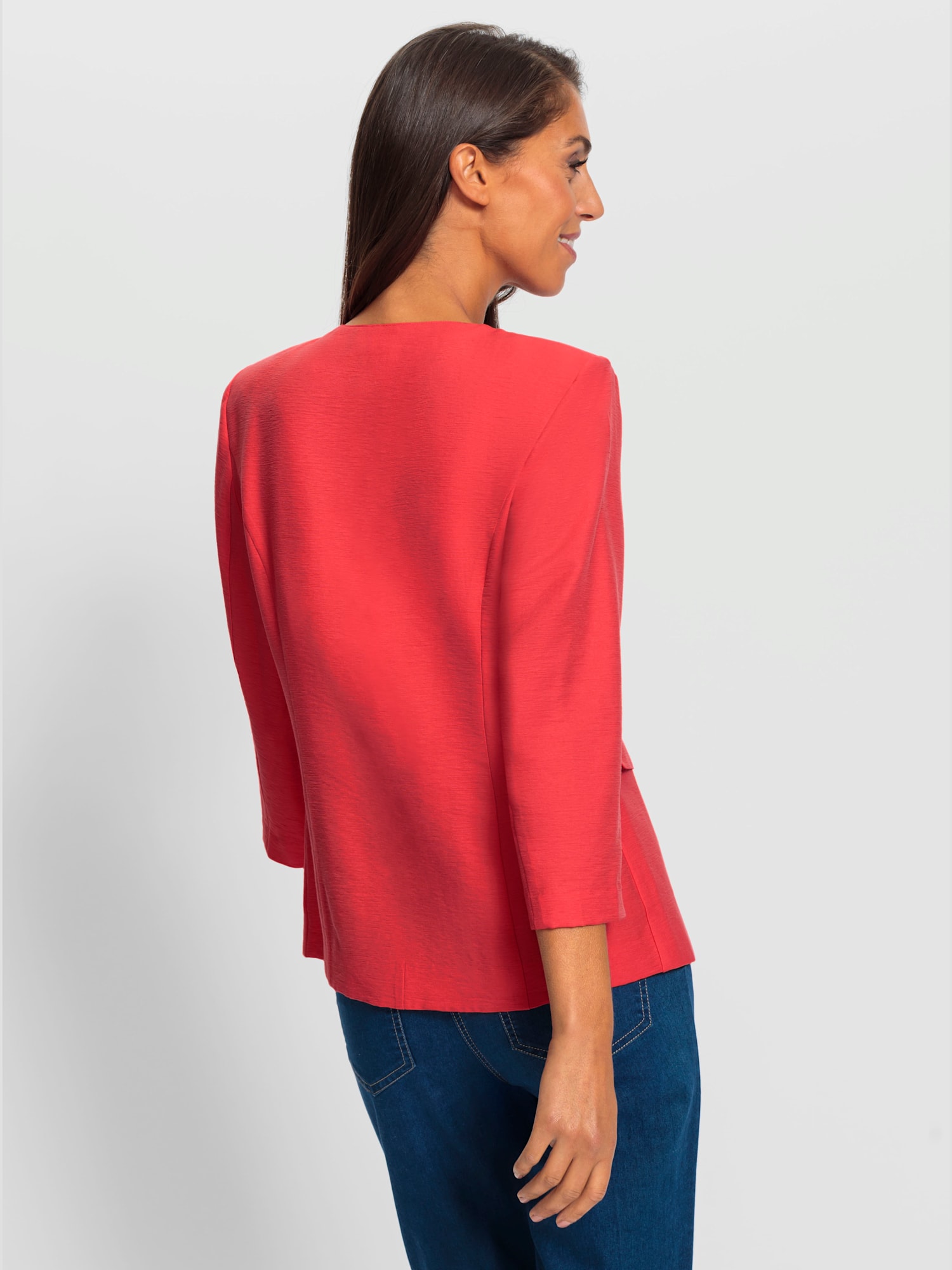 Blazer court à encolure ronde, couleur rouge, taille 42, marque Ashley Brooke - helline