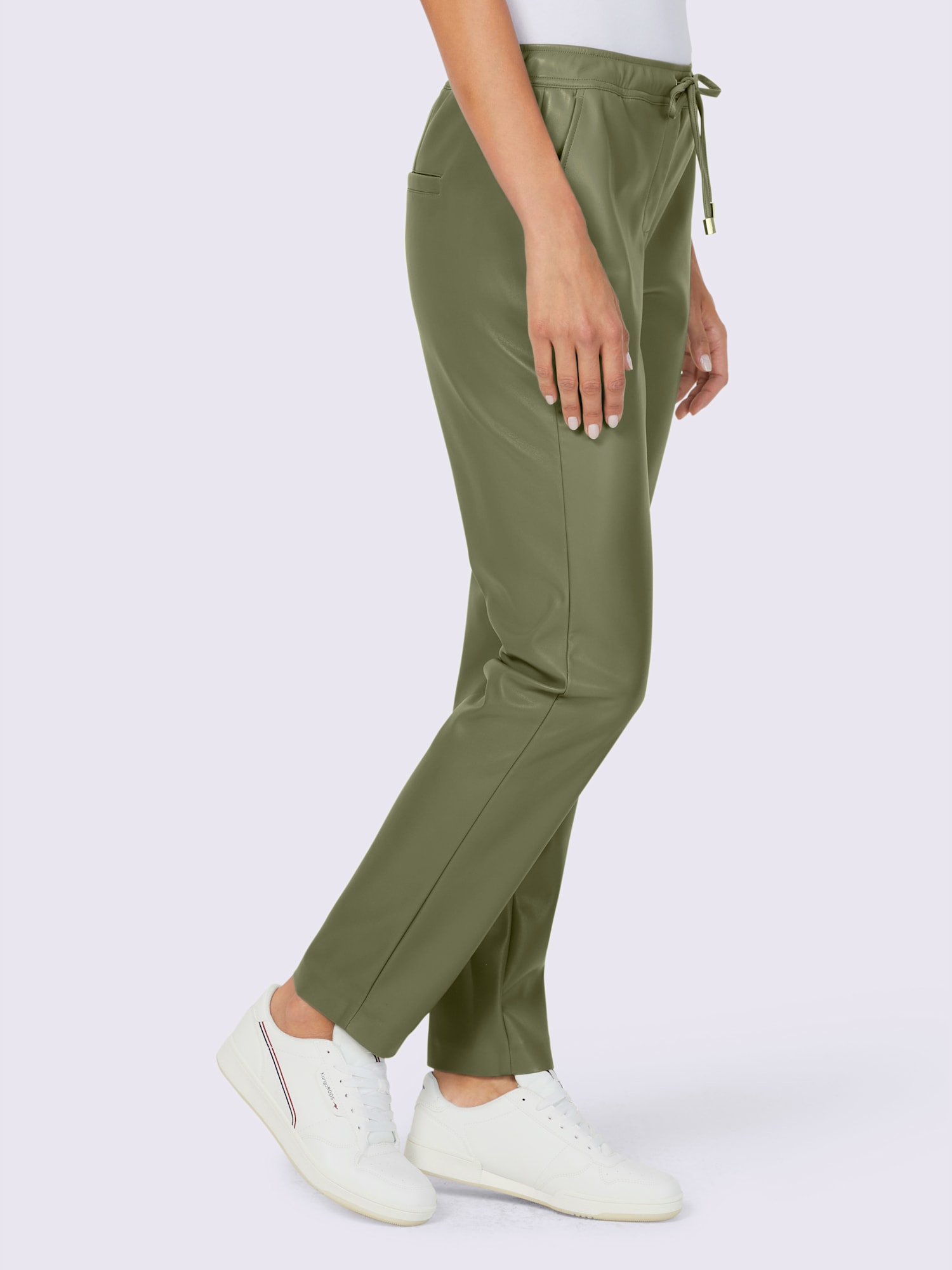 Pantalon en synthétique synthétique joliment brillant, couleur vert, taille 52, marque Rick Cardona - helline