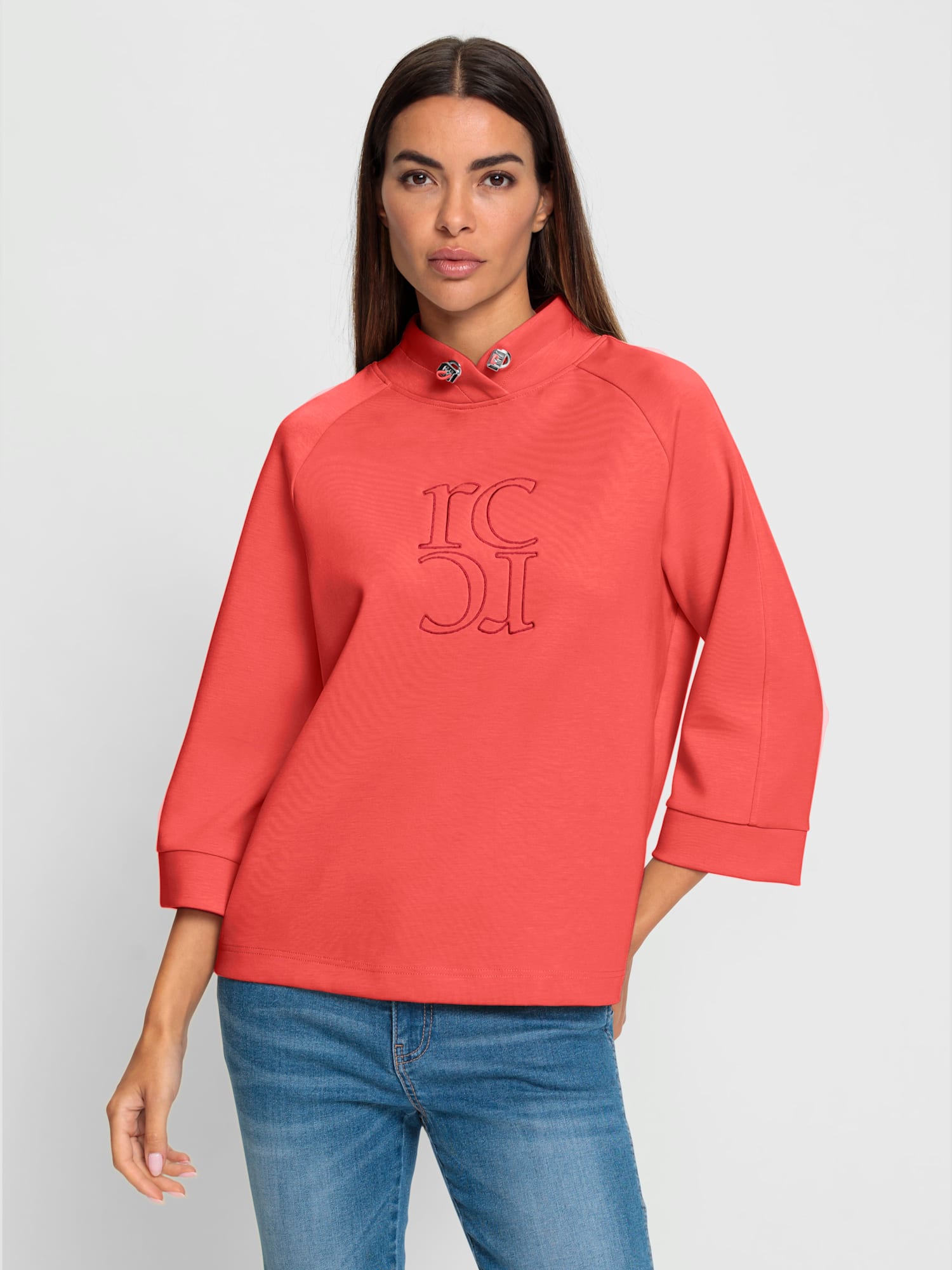 Sweatshirt motif de broderie haute qualité, couleur rouge, taille 50, marque Rick Cardona - helline