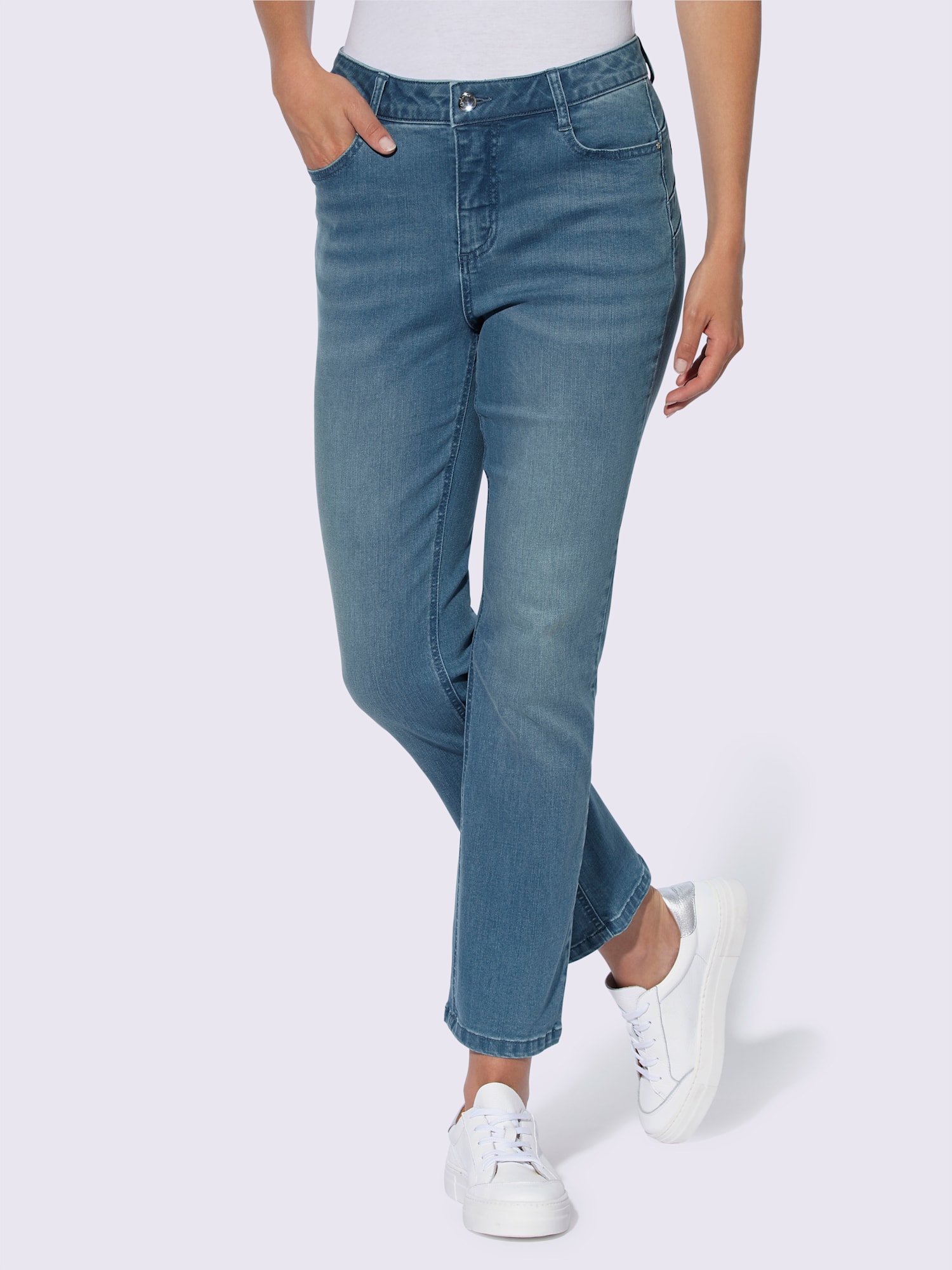 Jean push-up coupe 5 poches moderne, couleur bleu, taille 40, marque Rick Cardona - helline