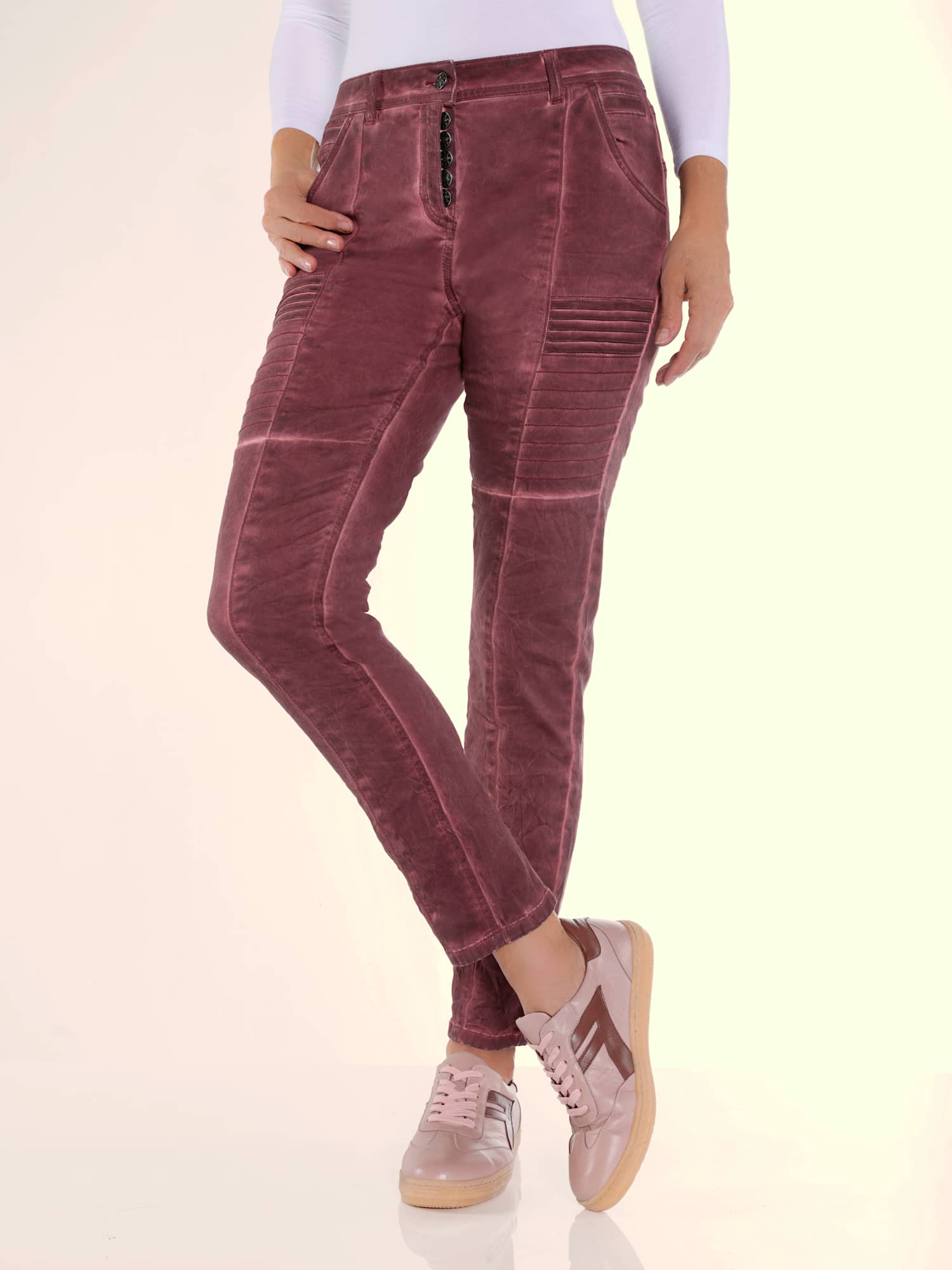 Baskets cuir nappa de vache, violet clair à motifs, taille 42 - helline