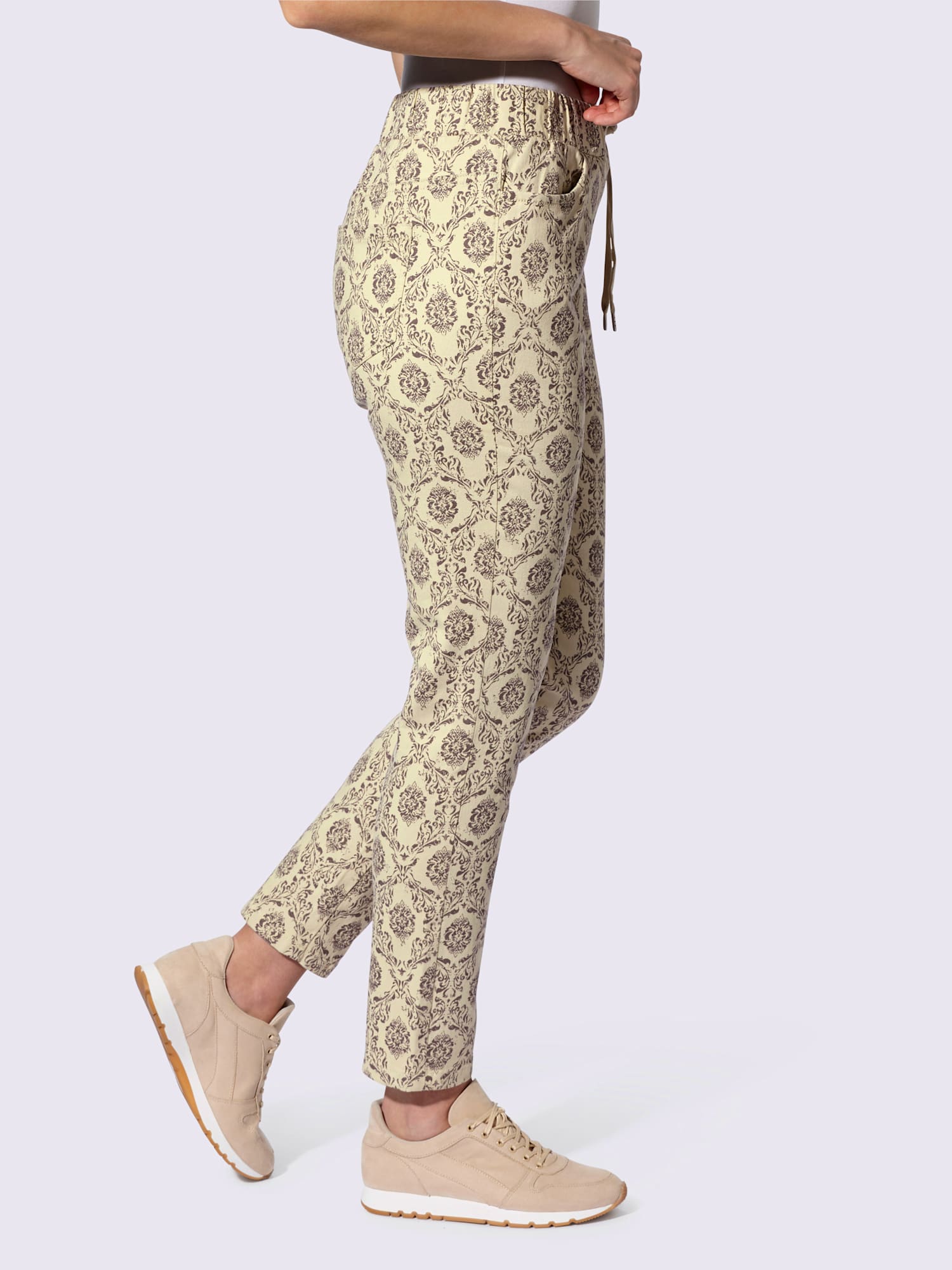 Pantalon jogpant motif imprimé exclusif, couleur marron, taille 48, marque Linea Tesini - helline