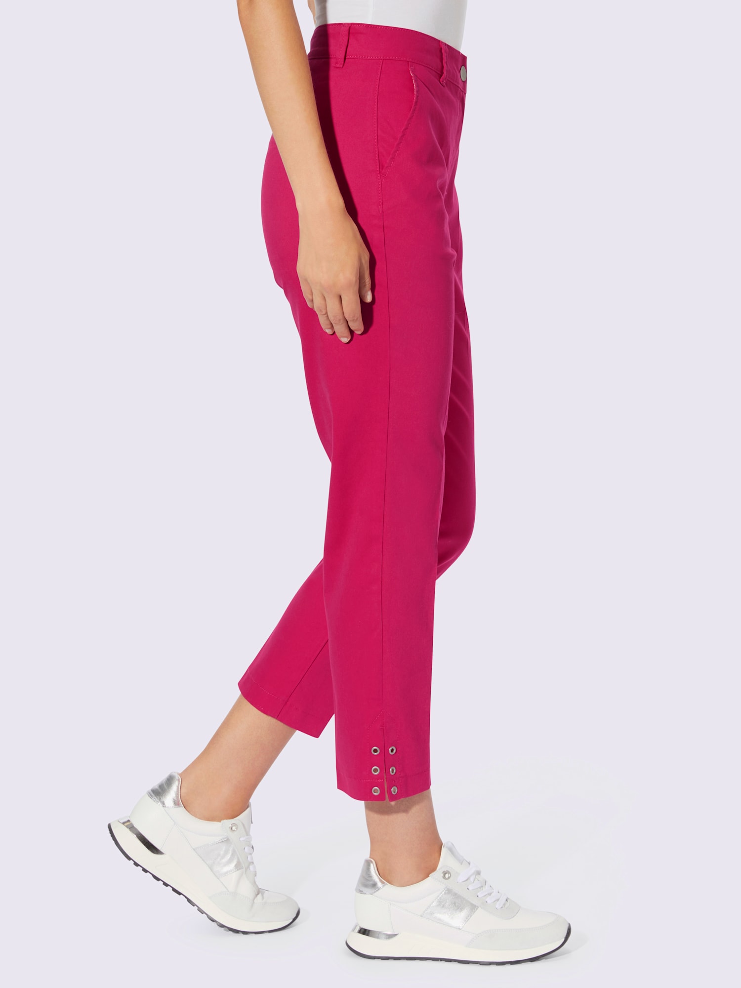 Pantalon 7/8 œillets au bas des jambes, couleur rose, taille 40, marque Rick Cardona - helline