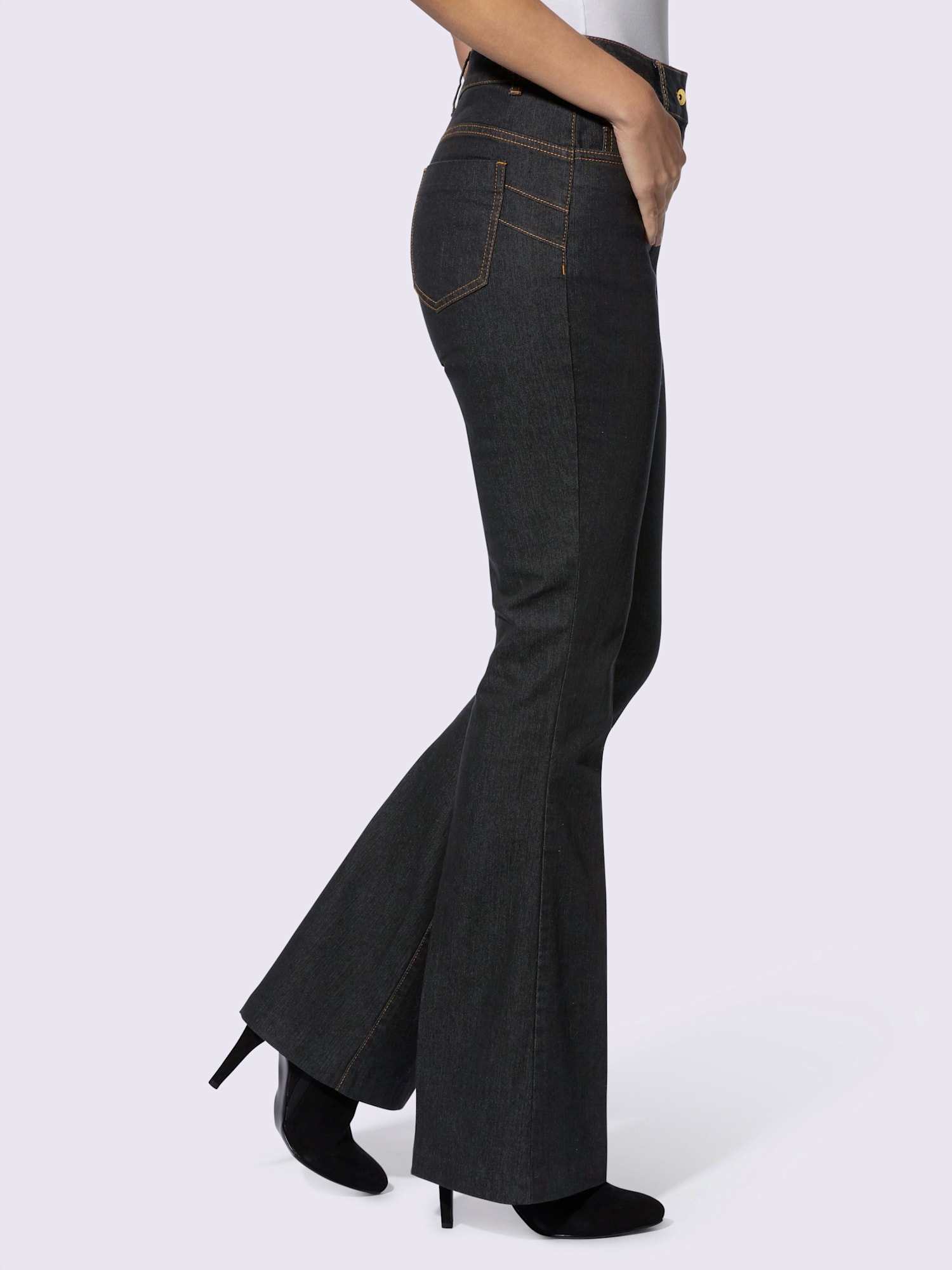 Pantalon effet ventre plat effet push-up, couleur noir, taille 42, marque Ashley Brooke - helline