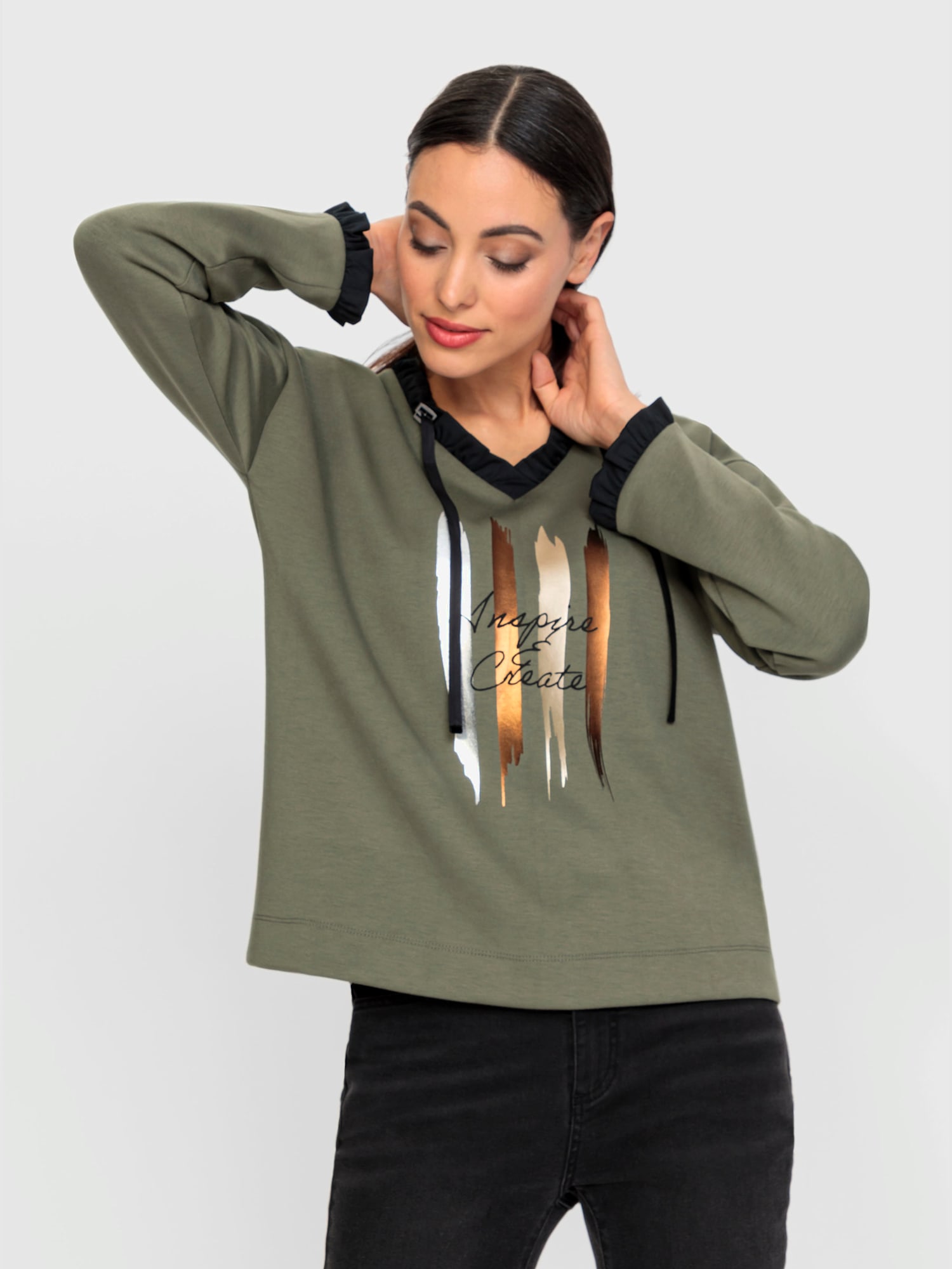 Sweatshirt 50% modal, couleur vert, taille 40, marque Rick Cardona - helline