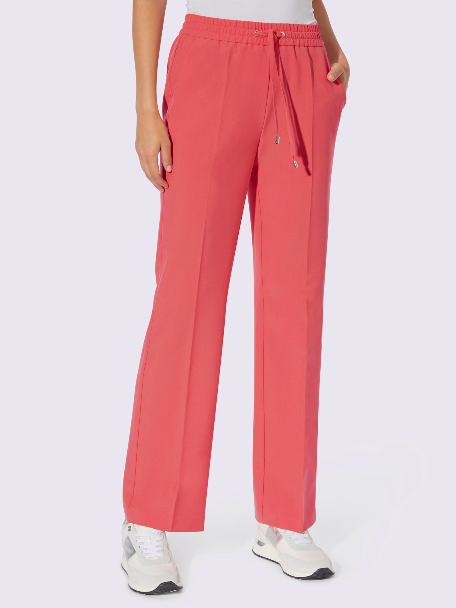 Pantalon en jersey coupe parfaite grâce à la ceinture élastique, couleur rouge, taille 44, marque Rick Cardona - helline