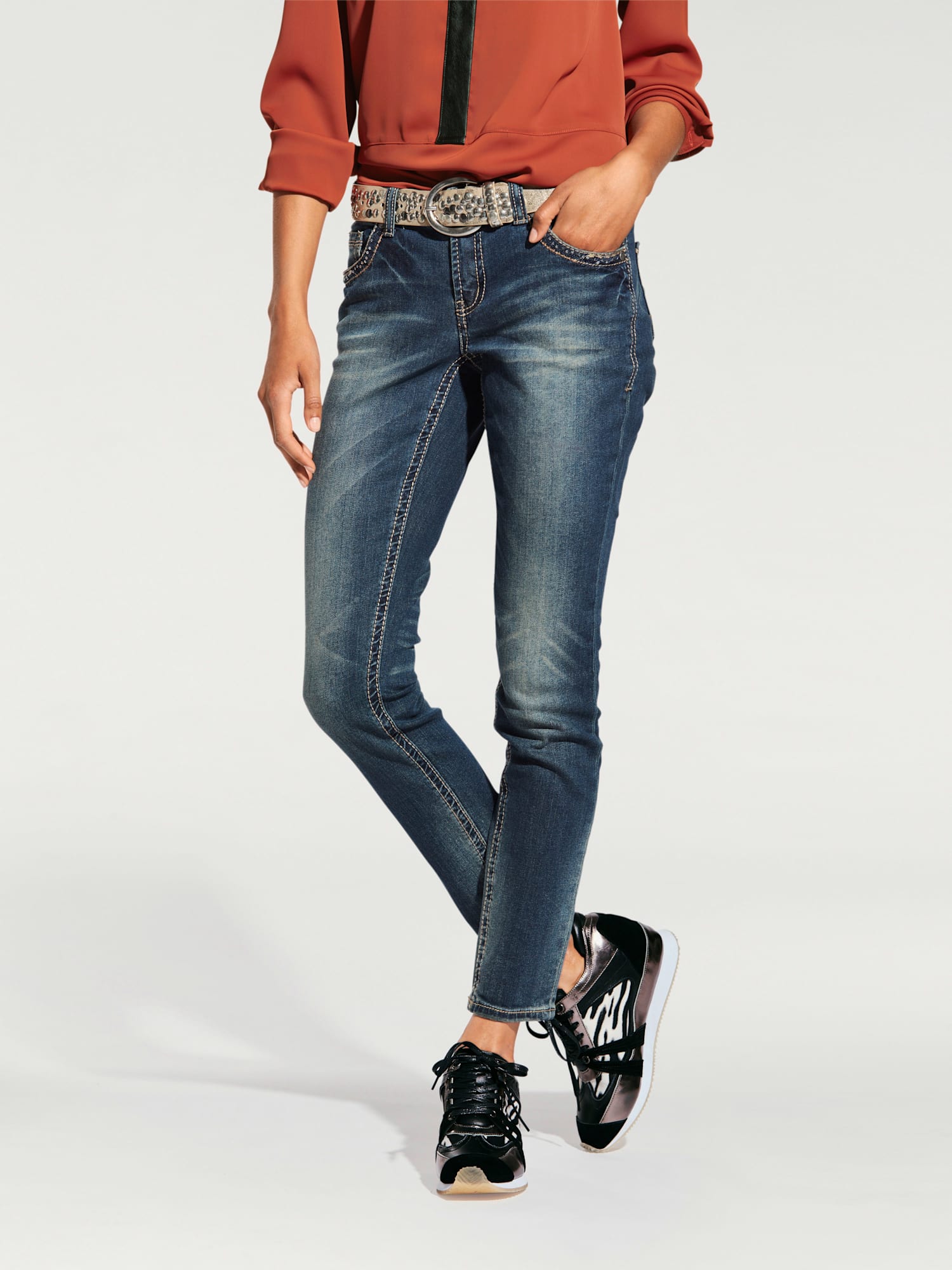 Jean skinny coupe skinny, couleur bleu, taille 50, marque Rick Cardona - helline