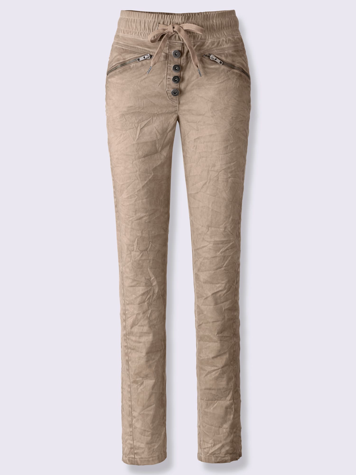 Pantalon délavage « oil dyed » tendance, couleur marron, taille 42, marque Linea Tesini - helline