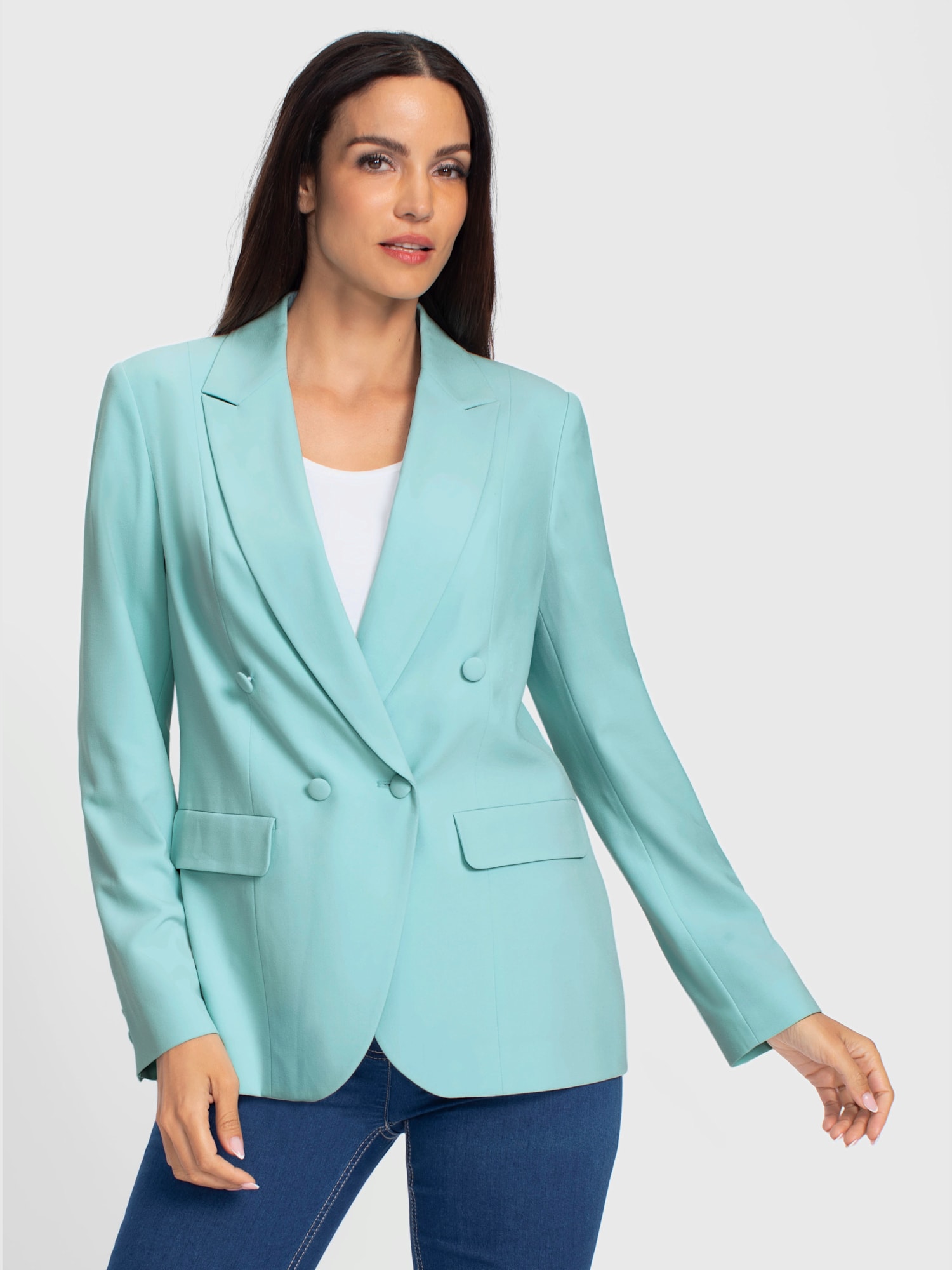 Blazer double patte de boutonnage, couleur bleu, taille 40, marque Ashley Brooke - helline