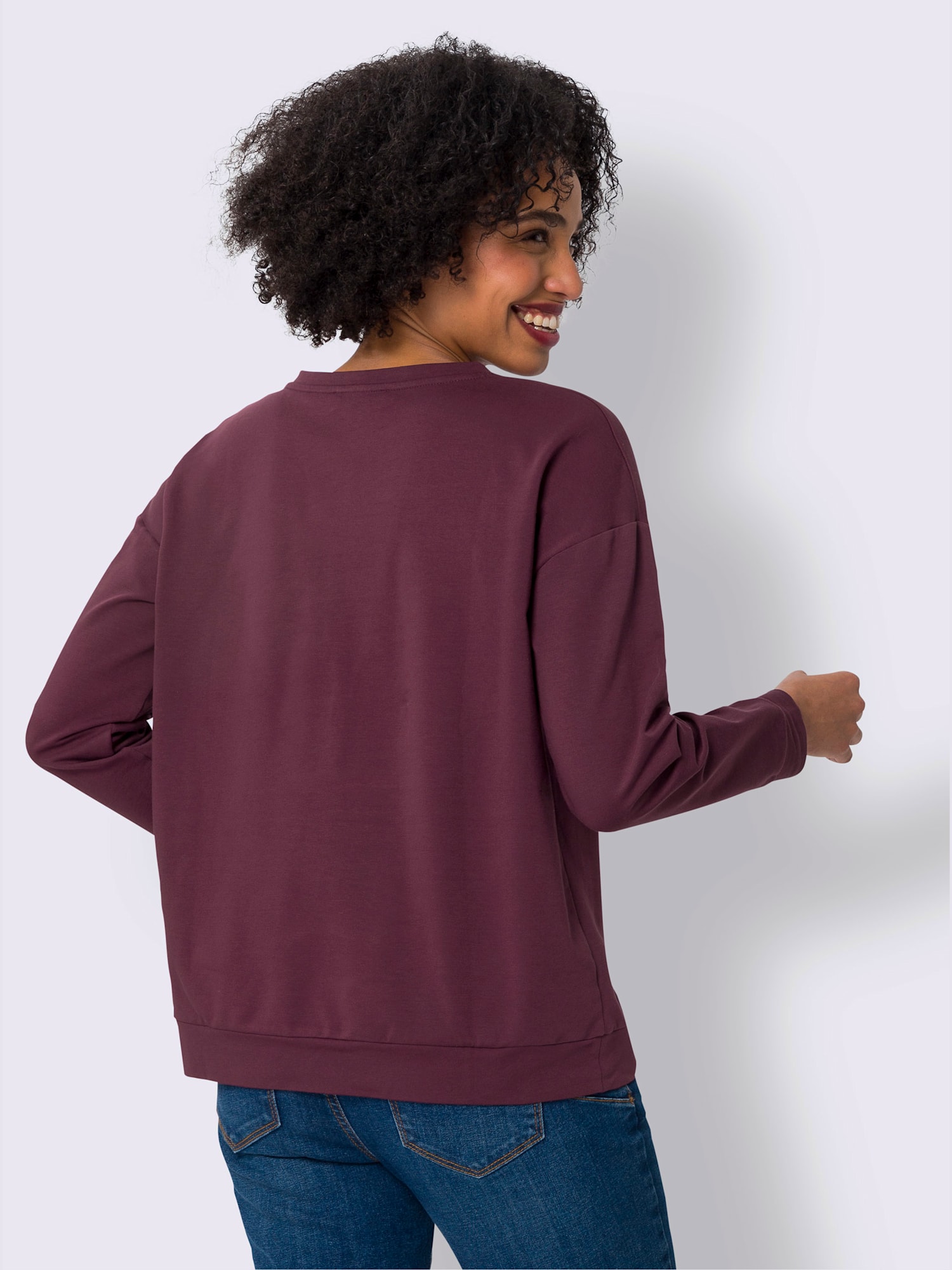 Sweatshirt broderie ton sur ton, couleur rouge, taille 52, marque Linea Tesini - helline