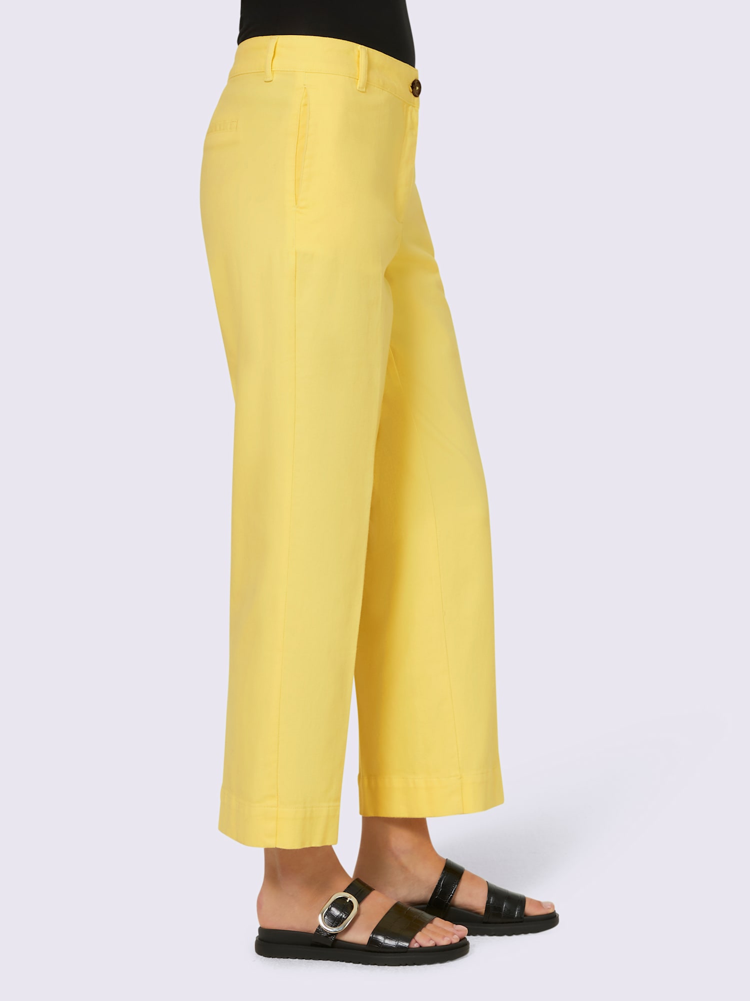 Pantalon 7/8 forme courte tendance, couleur jaune, taille 42, marque Rick Cardona - helline