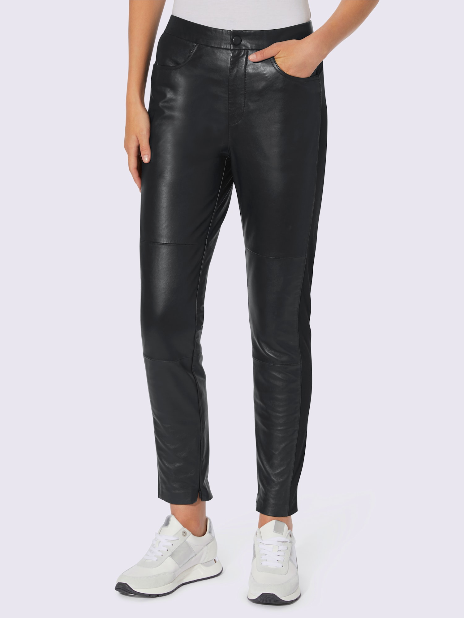Pantalon en cuir cuir agneau nappa, couleur noir, taille 38, marque Rick Cardona - helline