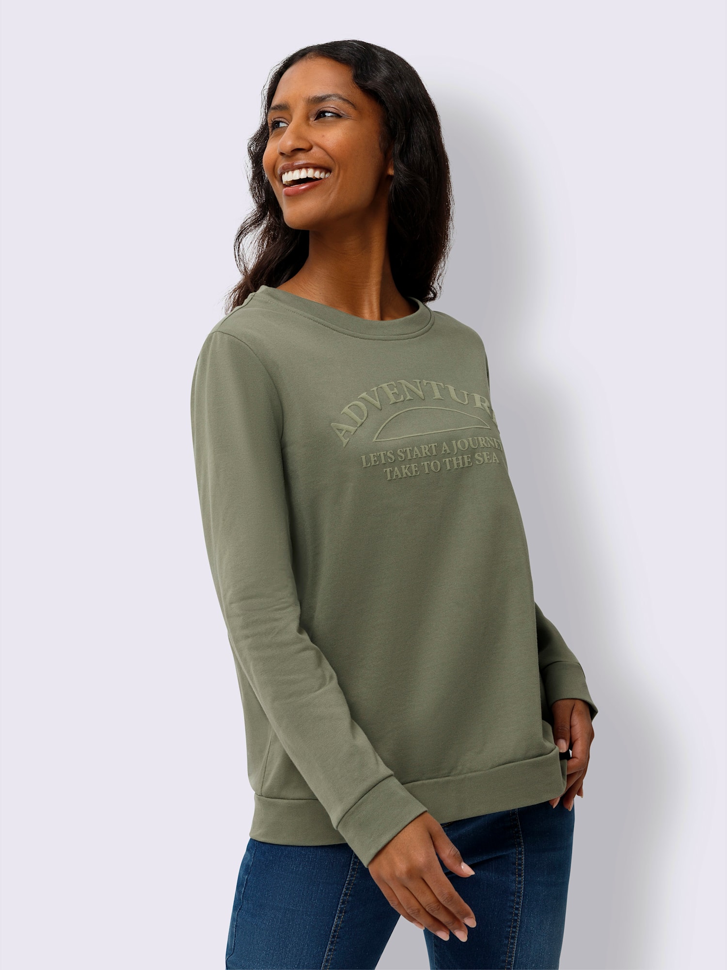 Sweatshirt impression caoutchoutée douce, couleur vert, taille 42, marque Best Connection - helline