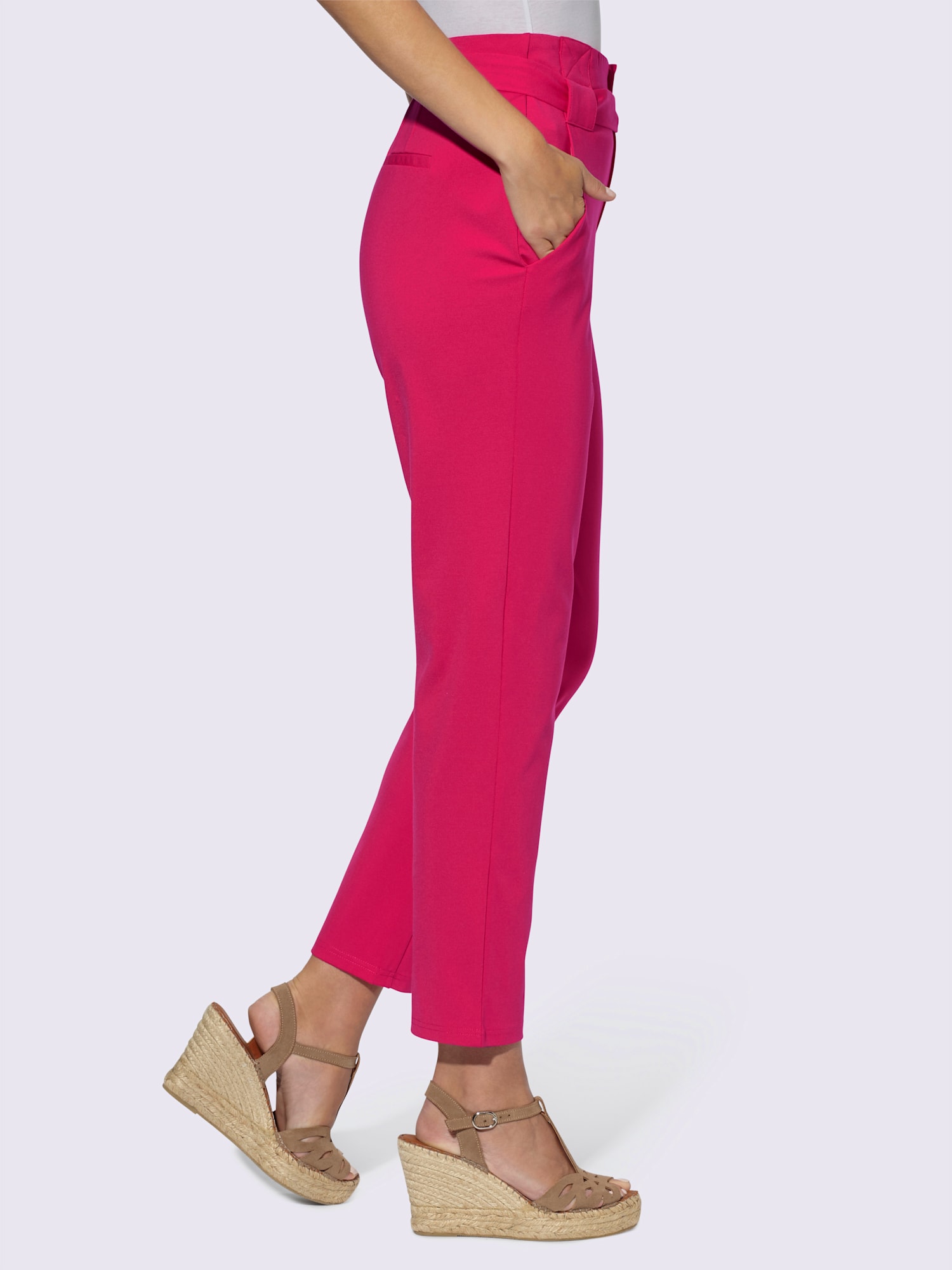 Pantalon paperbag coupe carotte, couleur rose, taille 46, marque Linea Tesini - helline