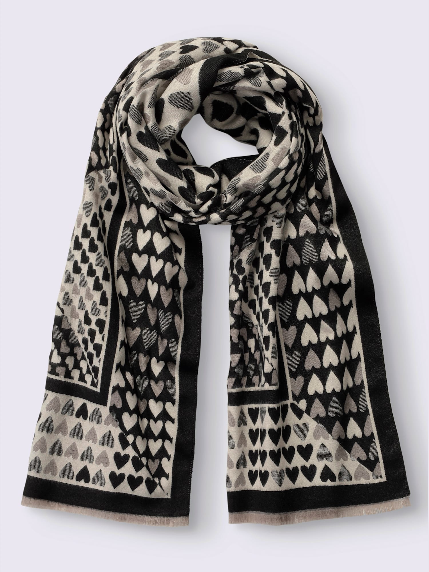 Écharpe motif cœur tendance, couleur noir, taille 0 - helline