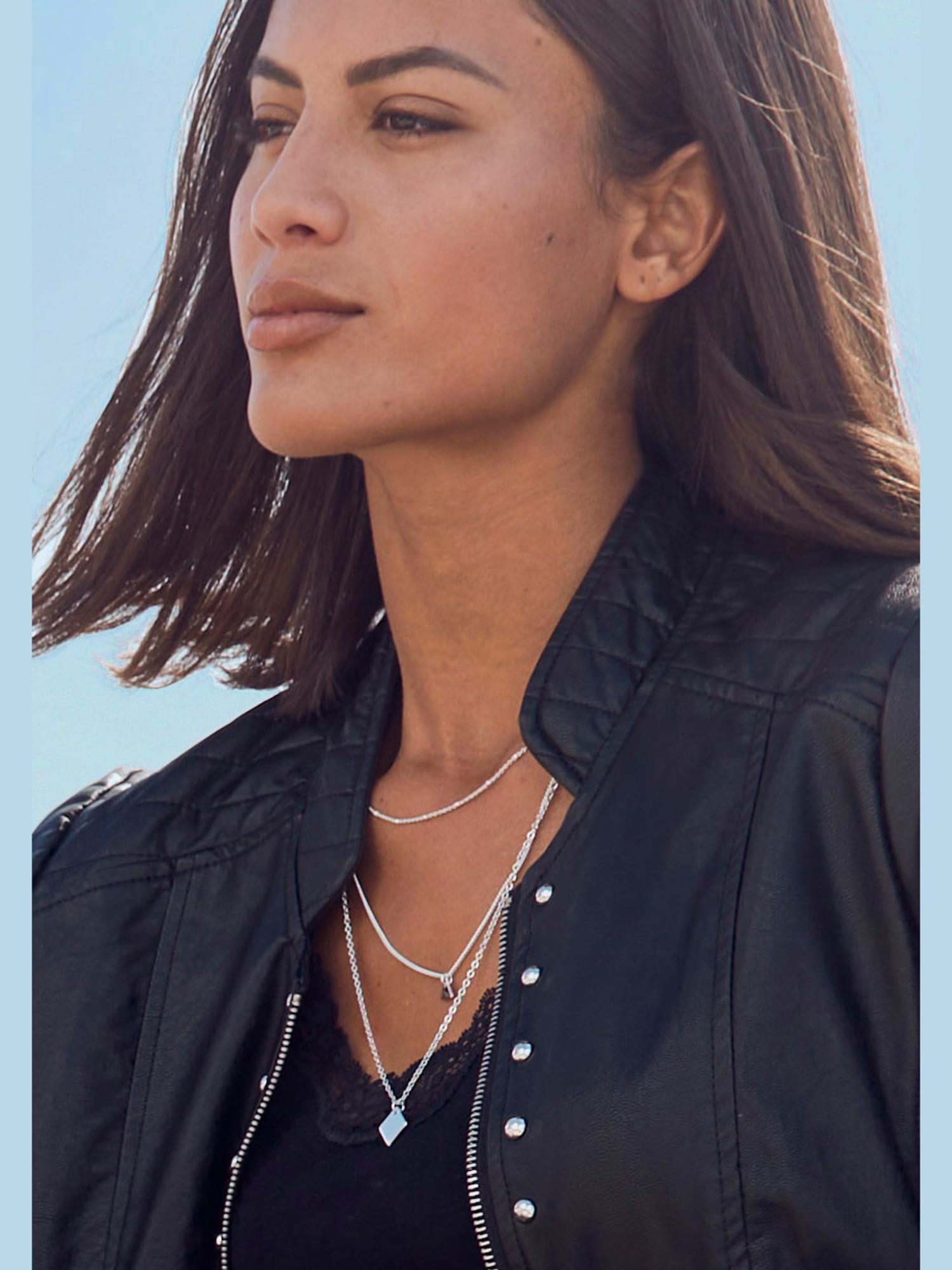 Chaîne avec pendentif collier à plusieurs rangs, couleur couleur argent, taille 0, marque LASCANA - helline