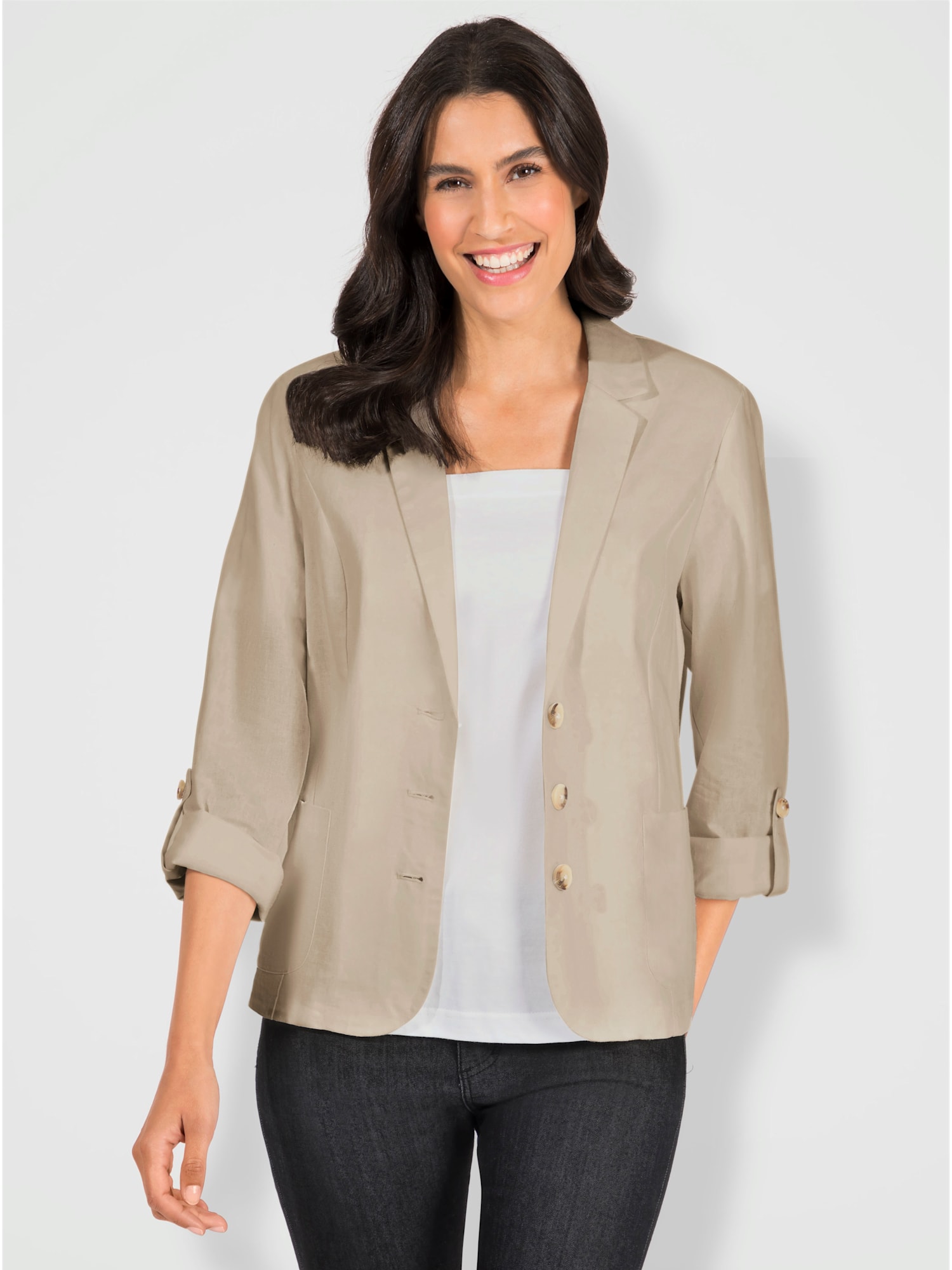 Blazer 55% lin, couleur marron, taille 56 - helline