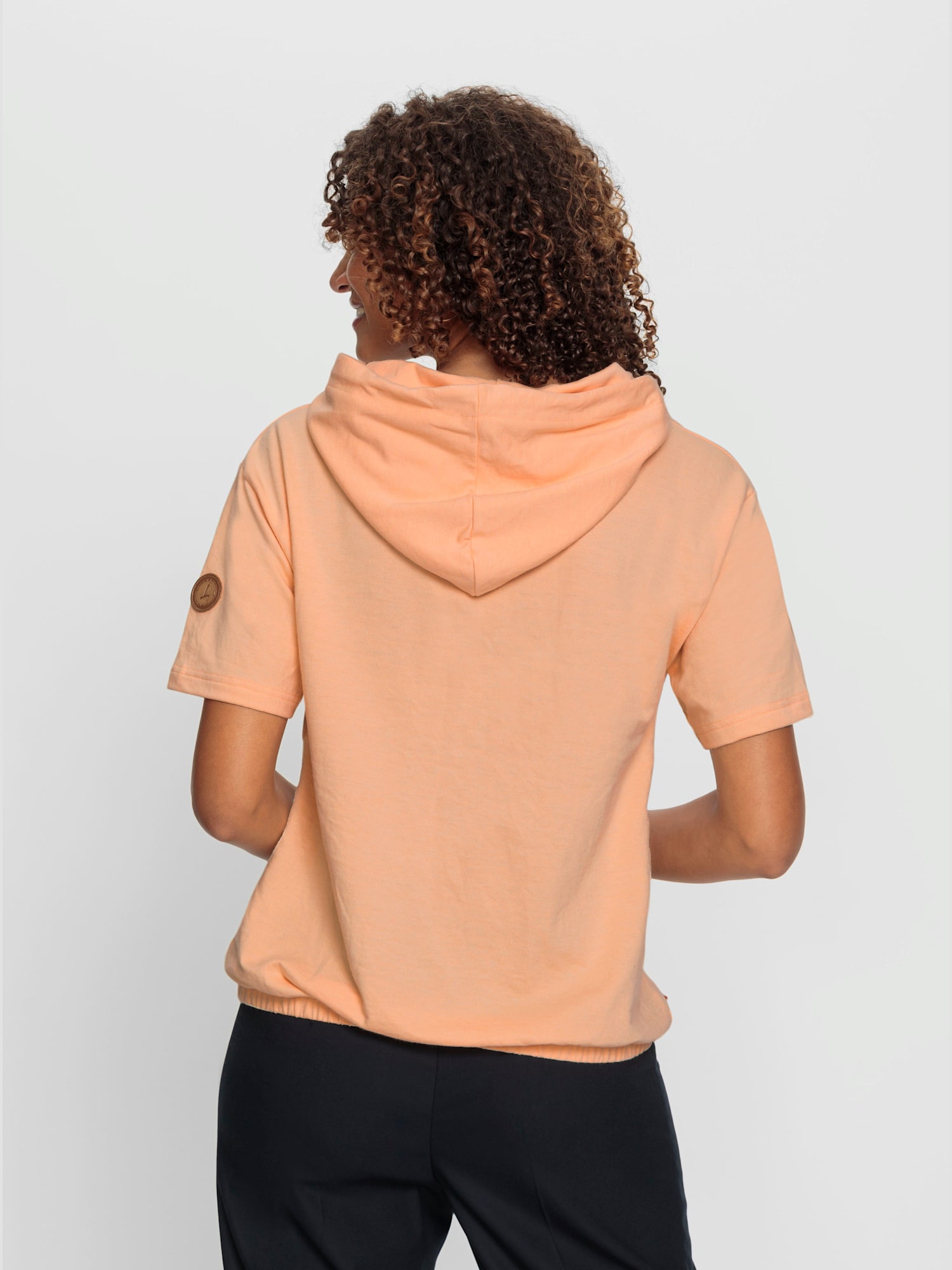 Sweatshirt à capuche 50% coton, couleur orange, taille 42, marque Collection L - helline