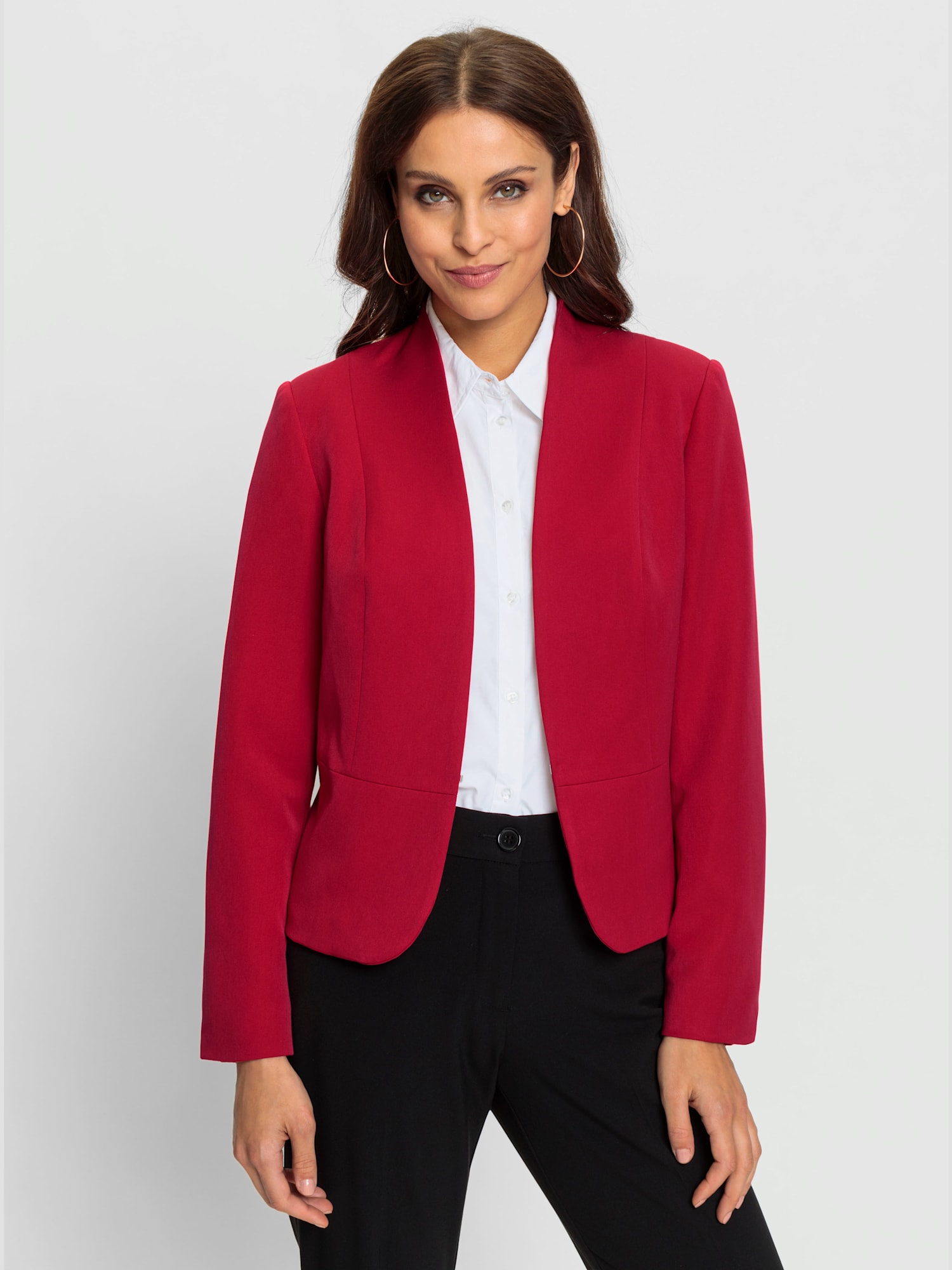 Blazer court 34% viscose, couleur rouge, taille 56, marque Fair Lady - Witt
