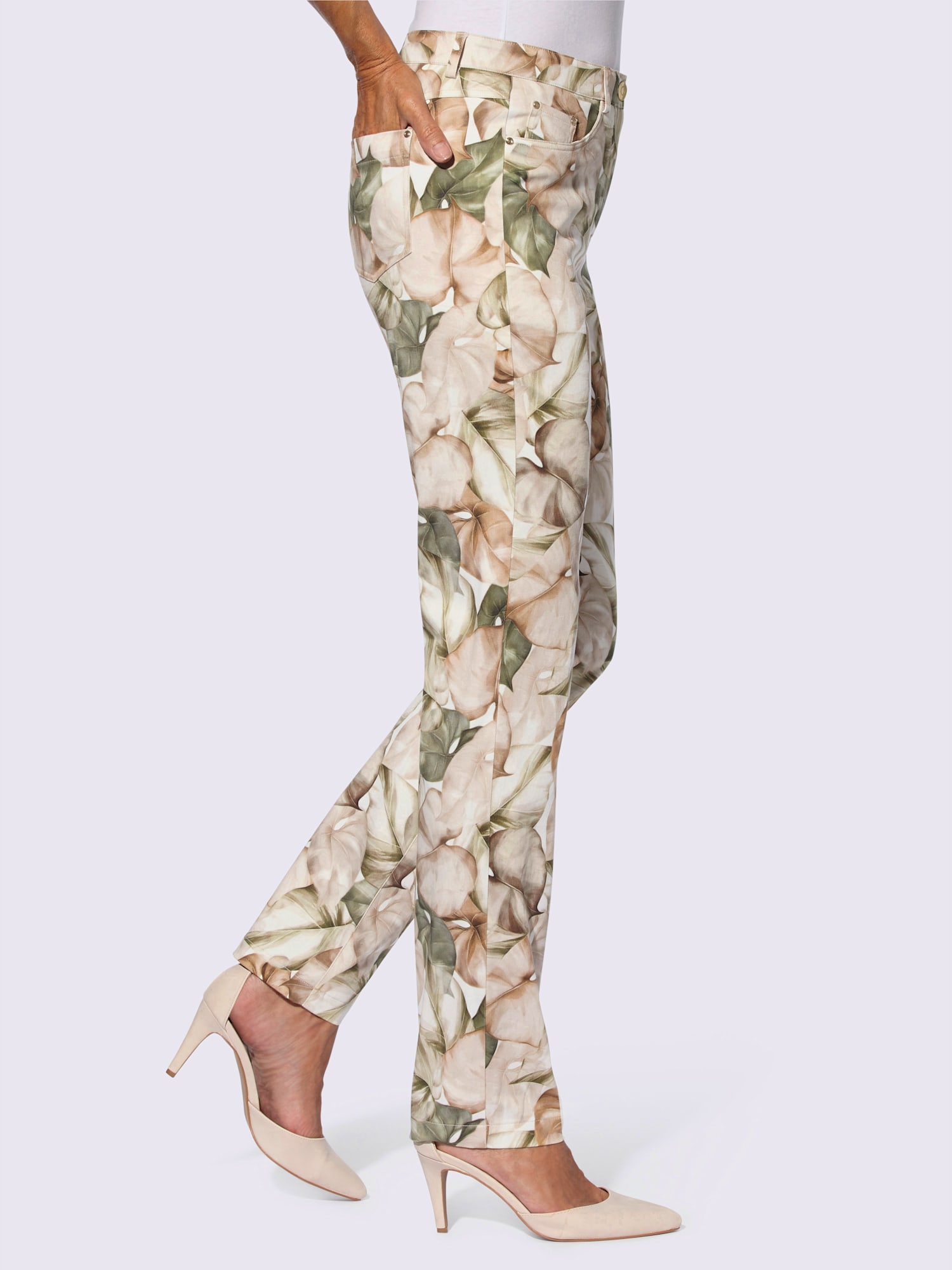 Pantalon imprimé qualité coton, couleur couleur ivoire, taille 50, marque Fair Lady - helline