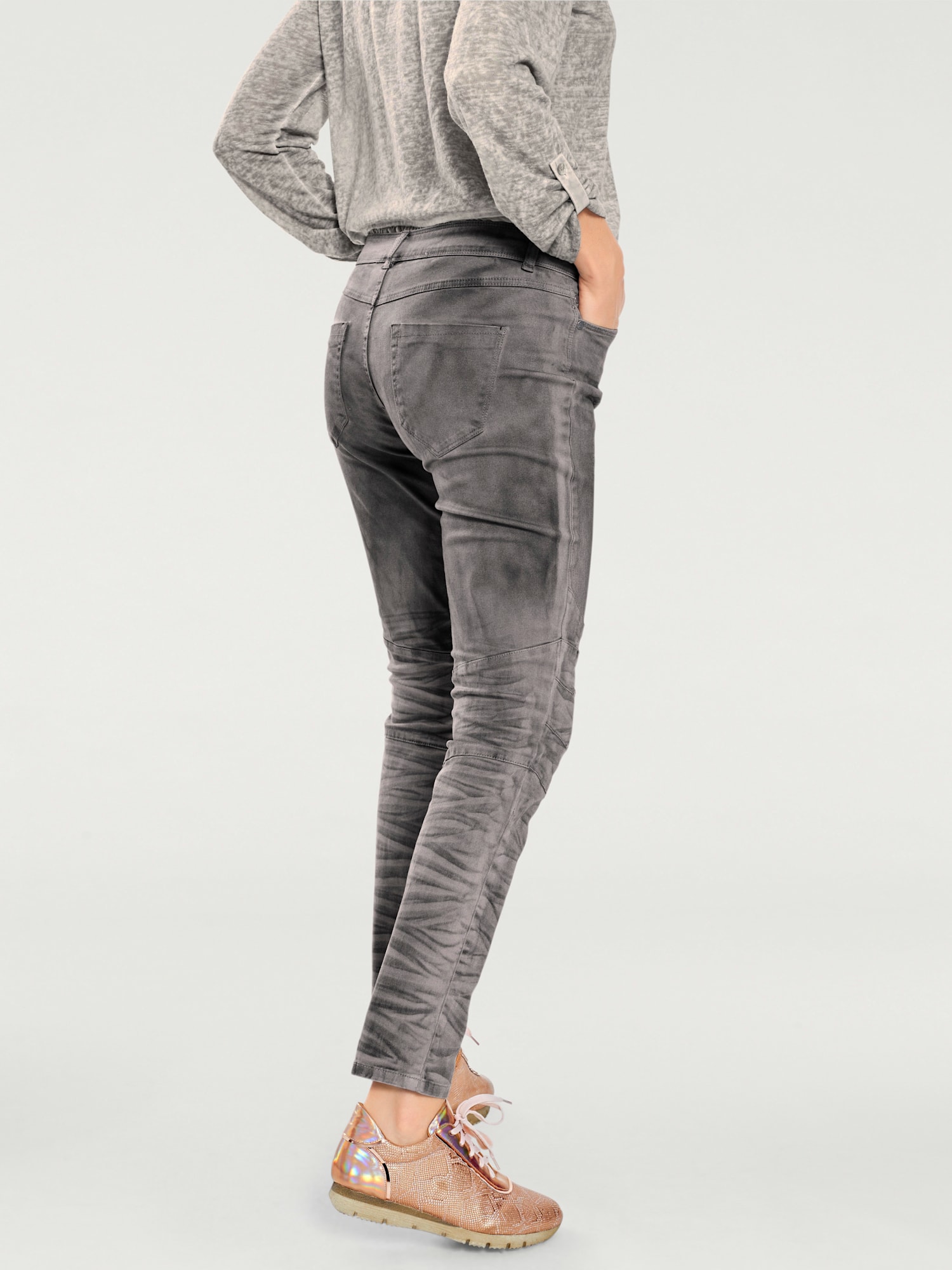 Pantalon boyfriend coupe droite, couleur gris, taille 36, marque Rick Cardona - helline